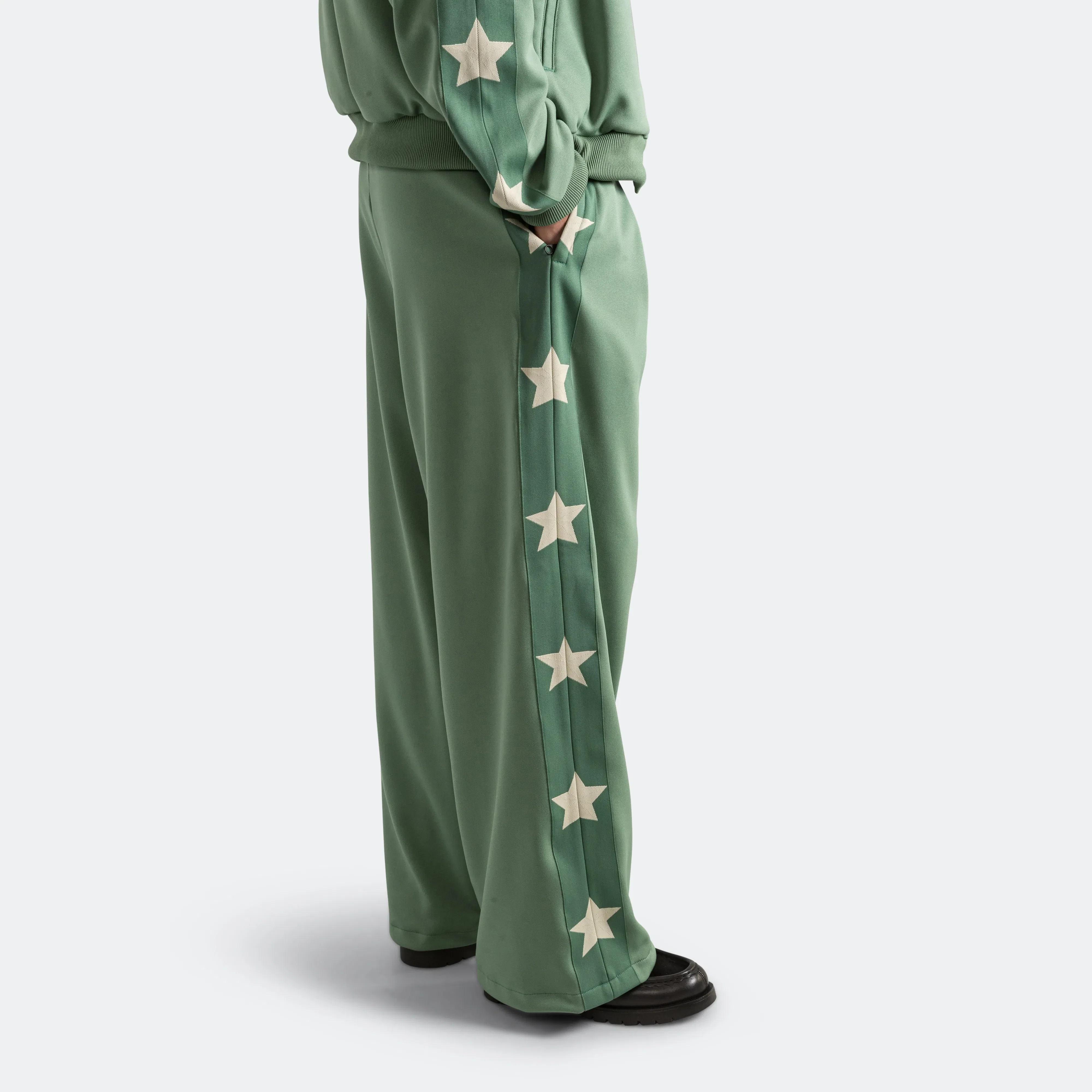 KAPITAL Smooth Jersey Stantman&woman Baggy Track Pants - LightGreen
