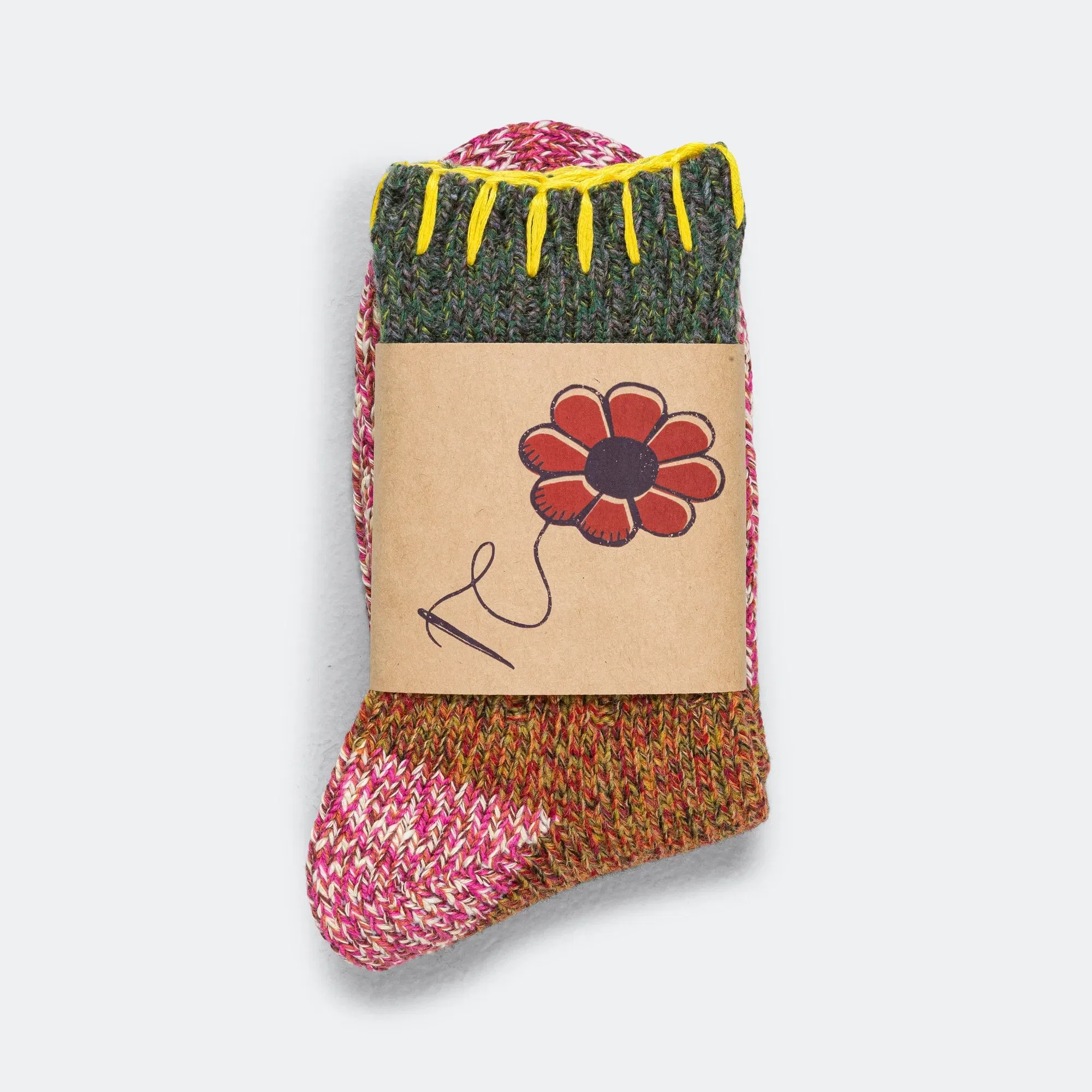 KAPITAL 56Yarns Wool Grandrelle GOGH HOBO Stitch Socks - Pink