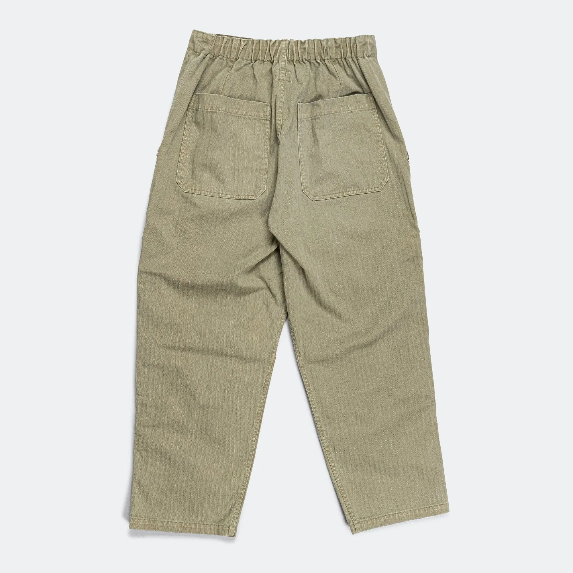 KAPITAL Sulfur Herringbone EASY BAKER Pants (STUDS Remake) - Khaki