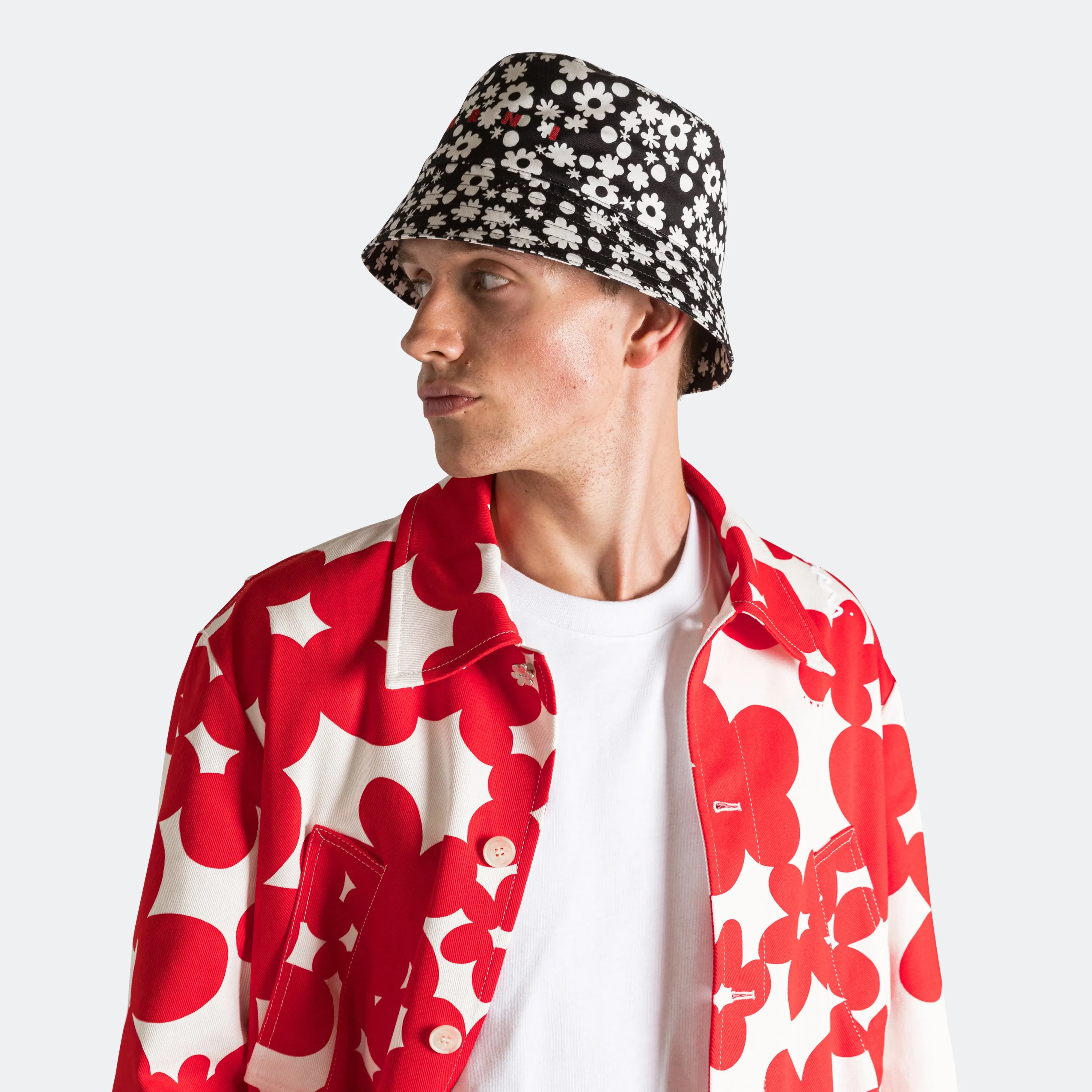 Marni Pop Fields Cotton Twill Bucket Hat - Black