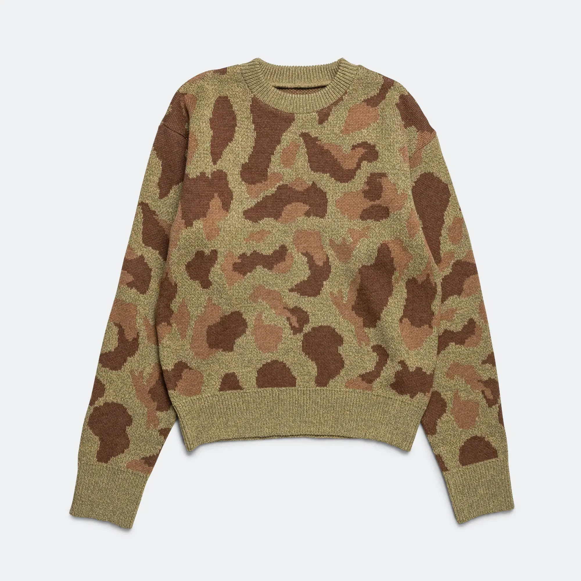 KAPITAL 5G Camo Knit Vintage Crew Sweater - Khaki