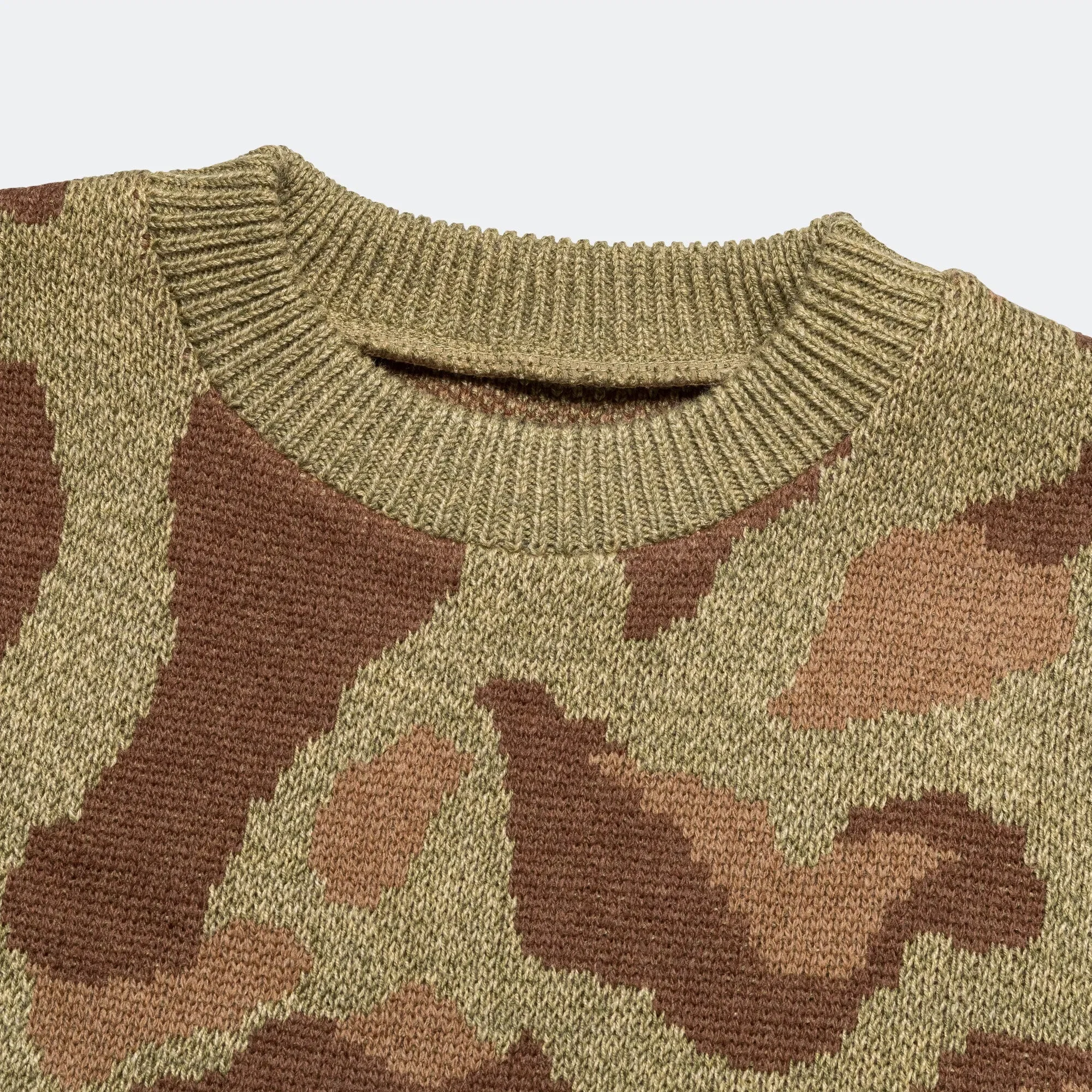 KAPITAL 5G Camo Knit Vintage Crew Sweater - Khaki