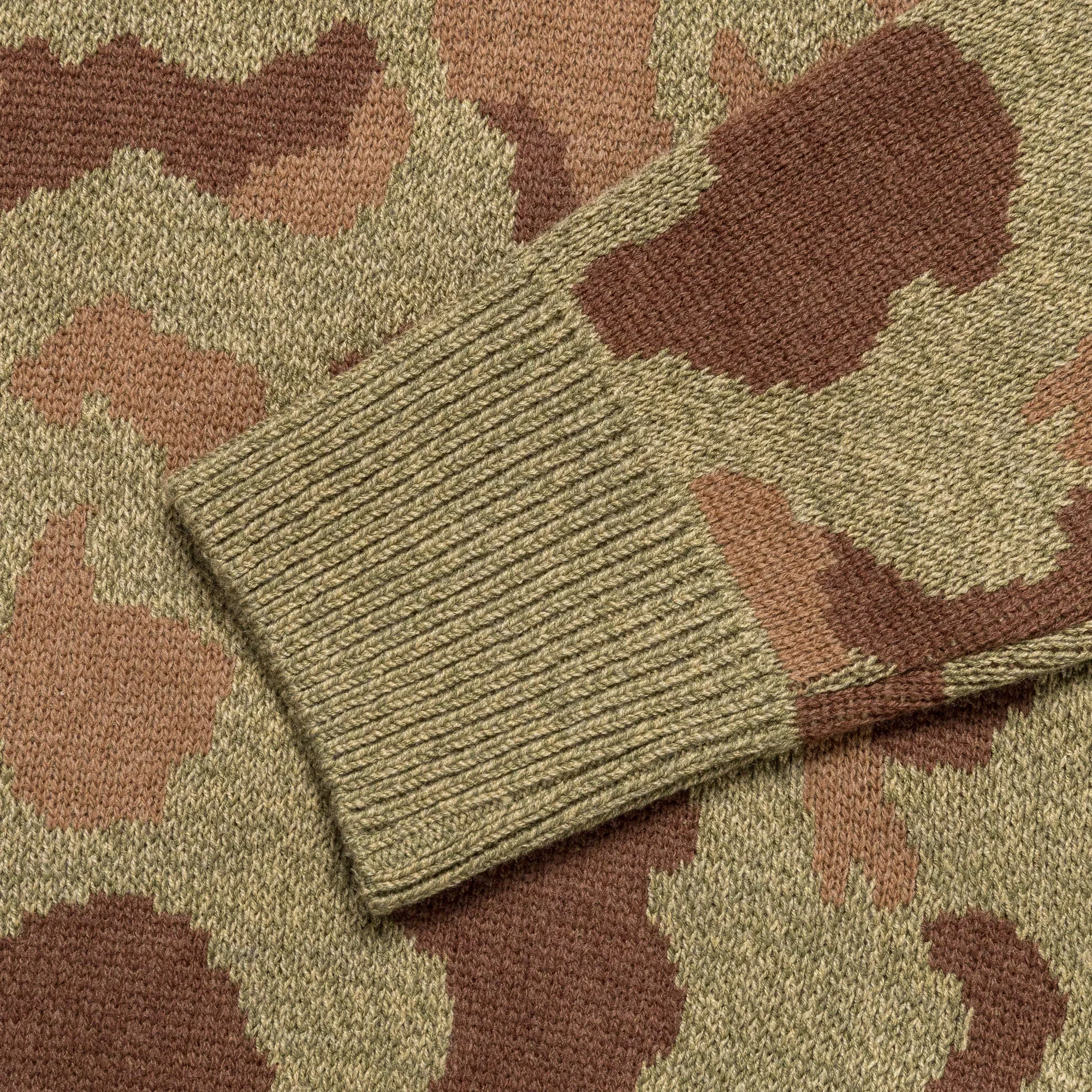 KAPITAL 5G Camo Knit Vintage Crew Sweater - Khaki