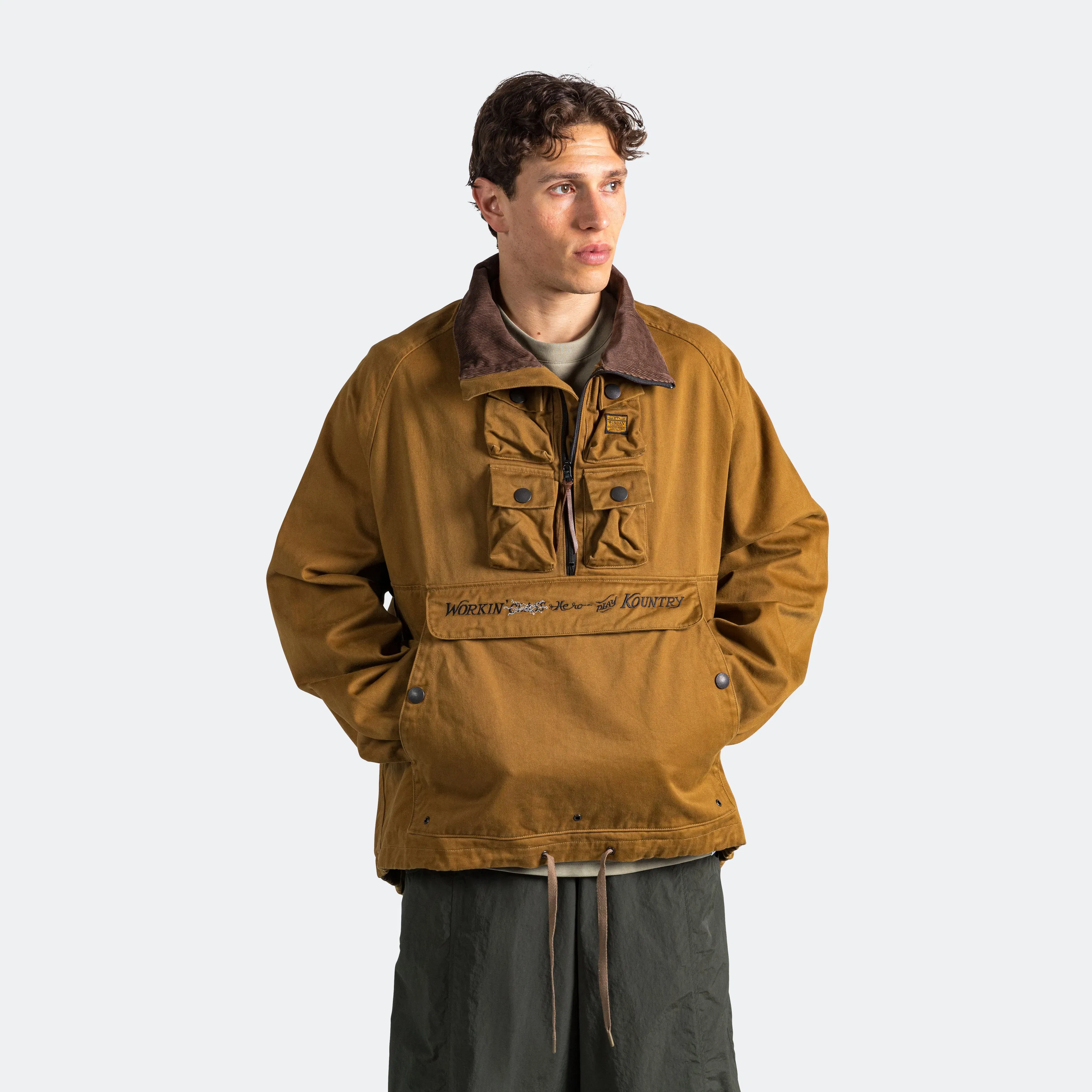 KAPITAL Chino NICKLE 6 Anorak(WORKING Embroidery) - Camel/Navy