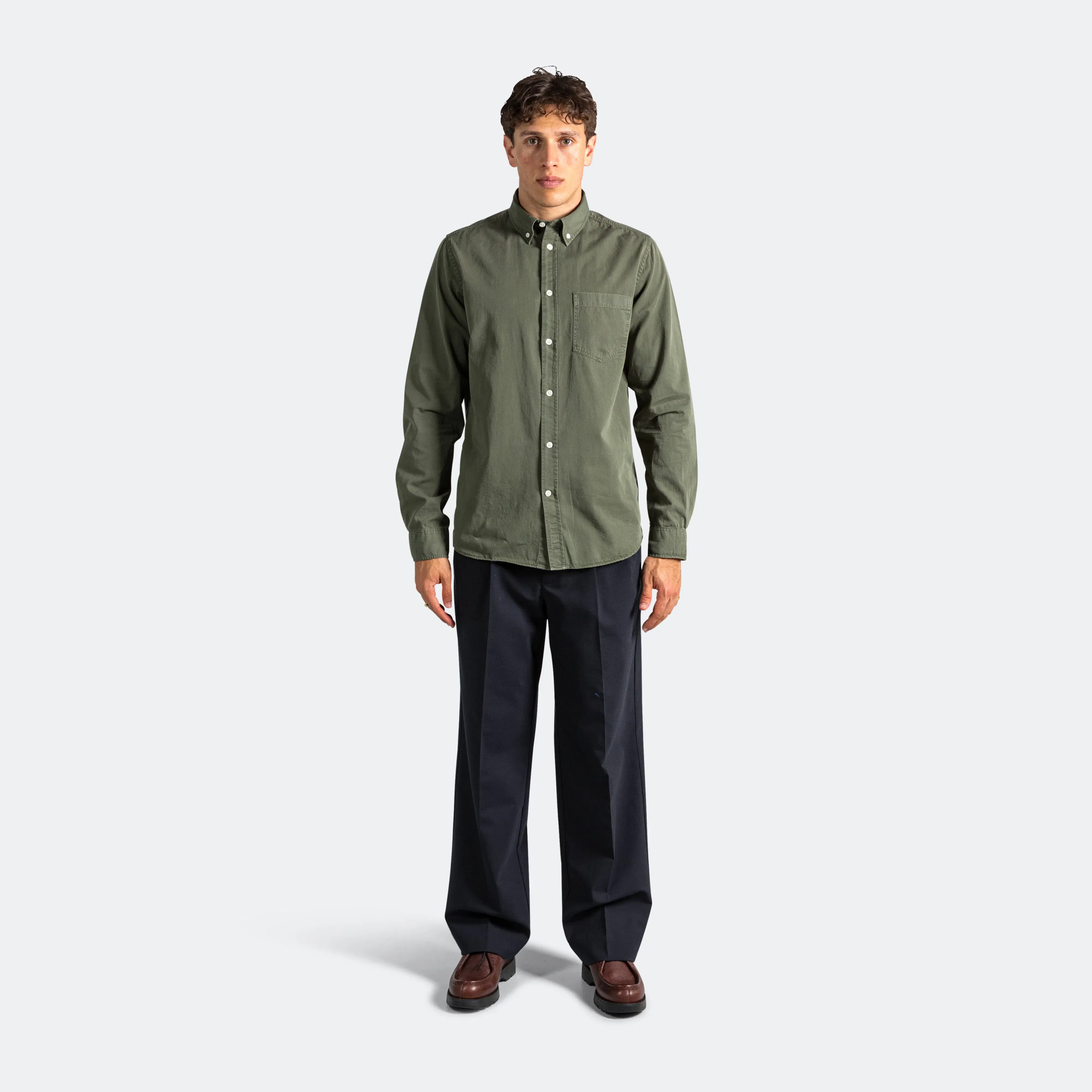 Norse Projects Anton Light Twill Shirt - Spruce Green