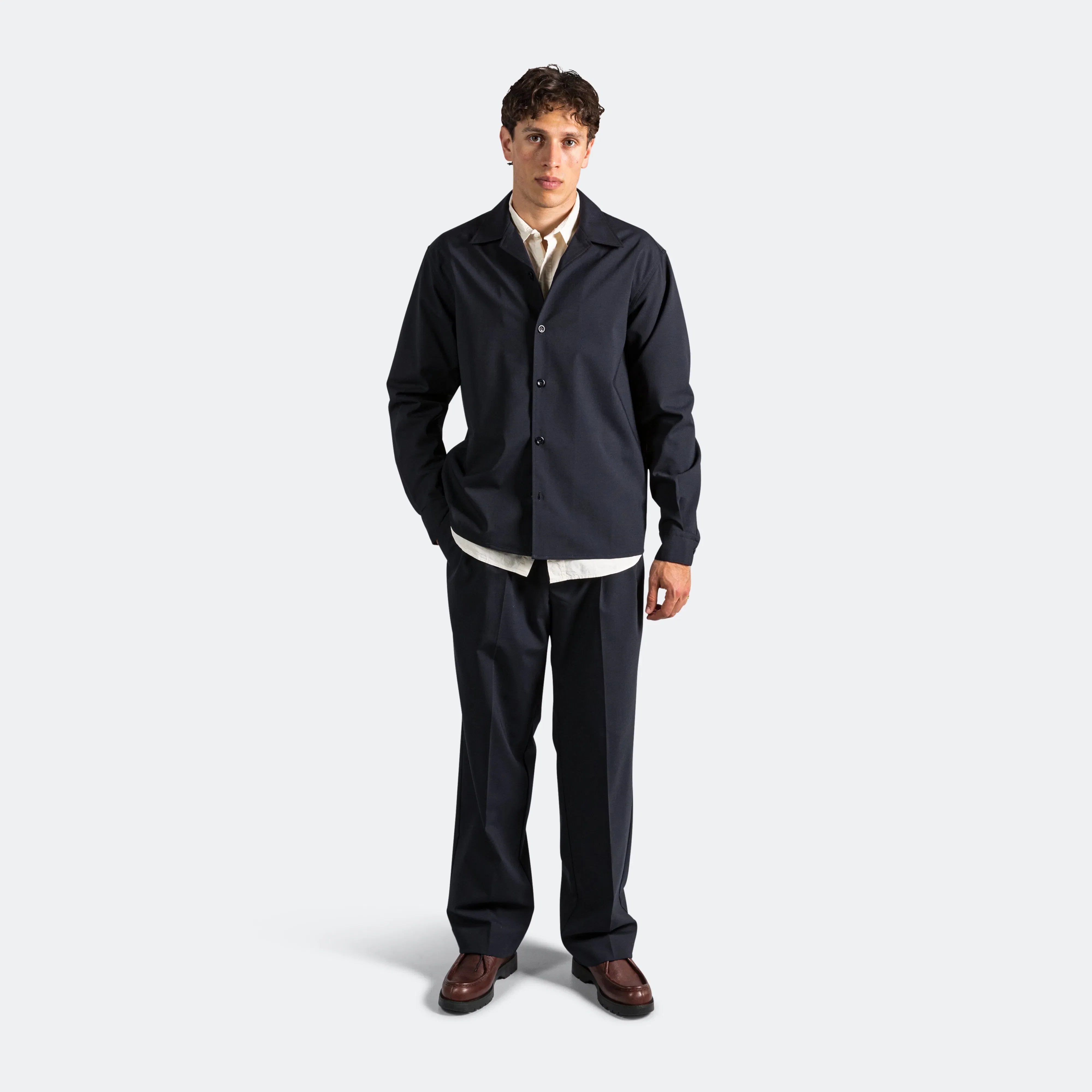 Norse Projects Carsten Light Wool Shirt - Dark Navy