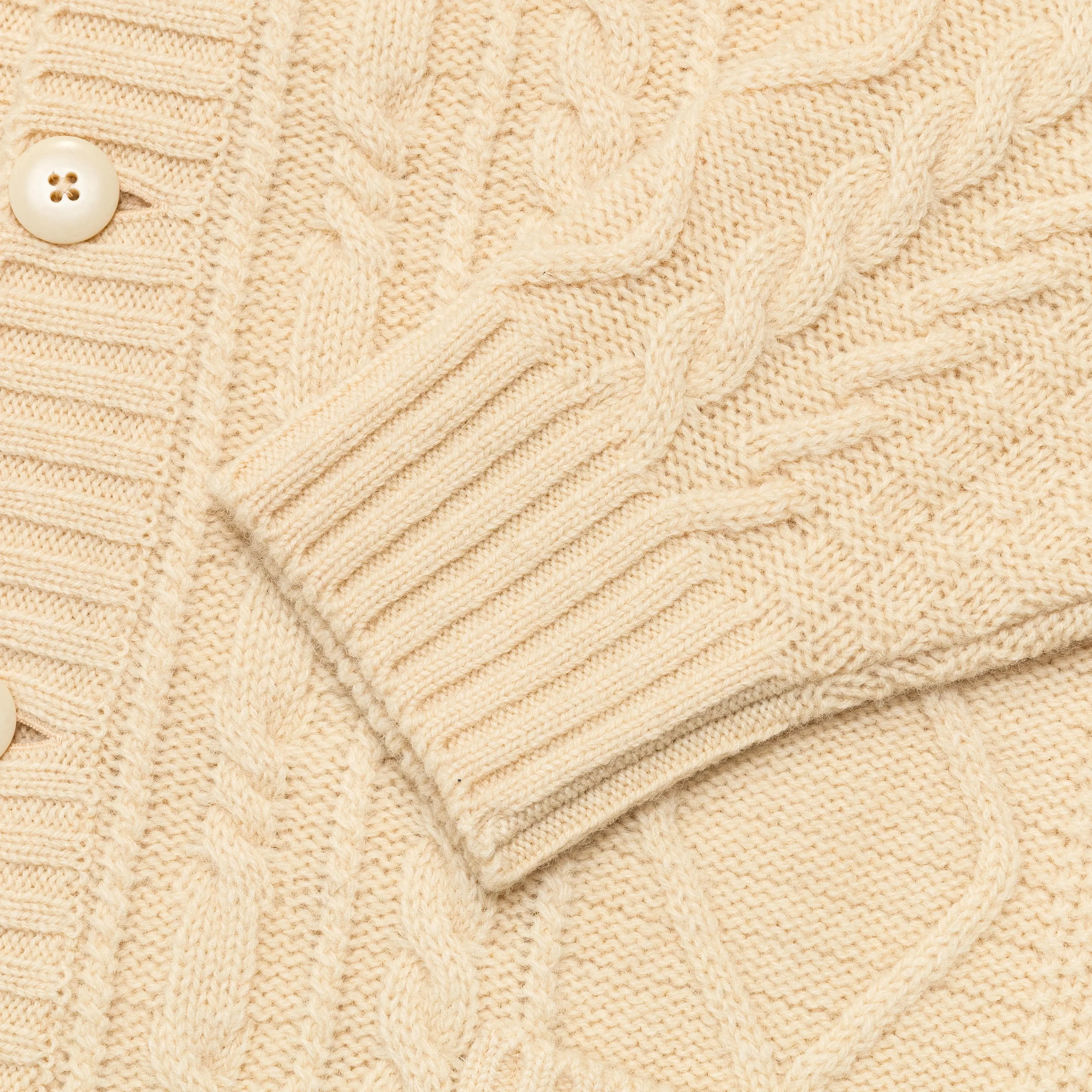 KAPITAL 5G Wool Cable Knit PROFILE RAINBOWY Patch Cardigan - Nat