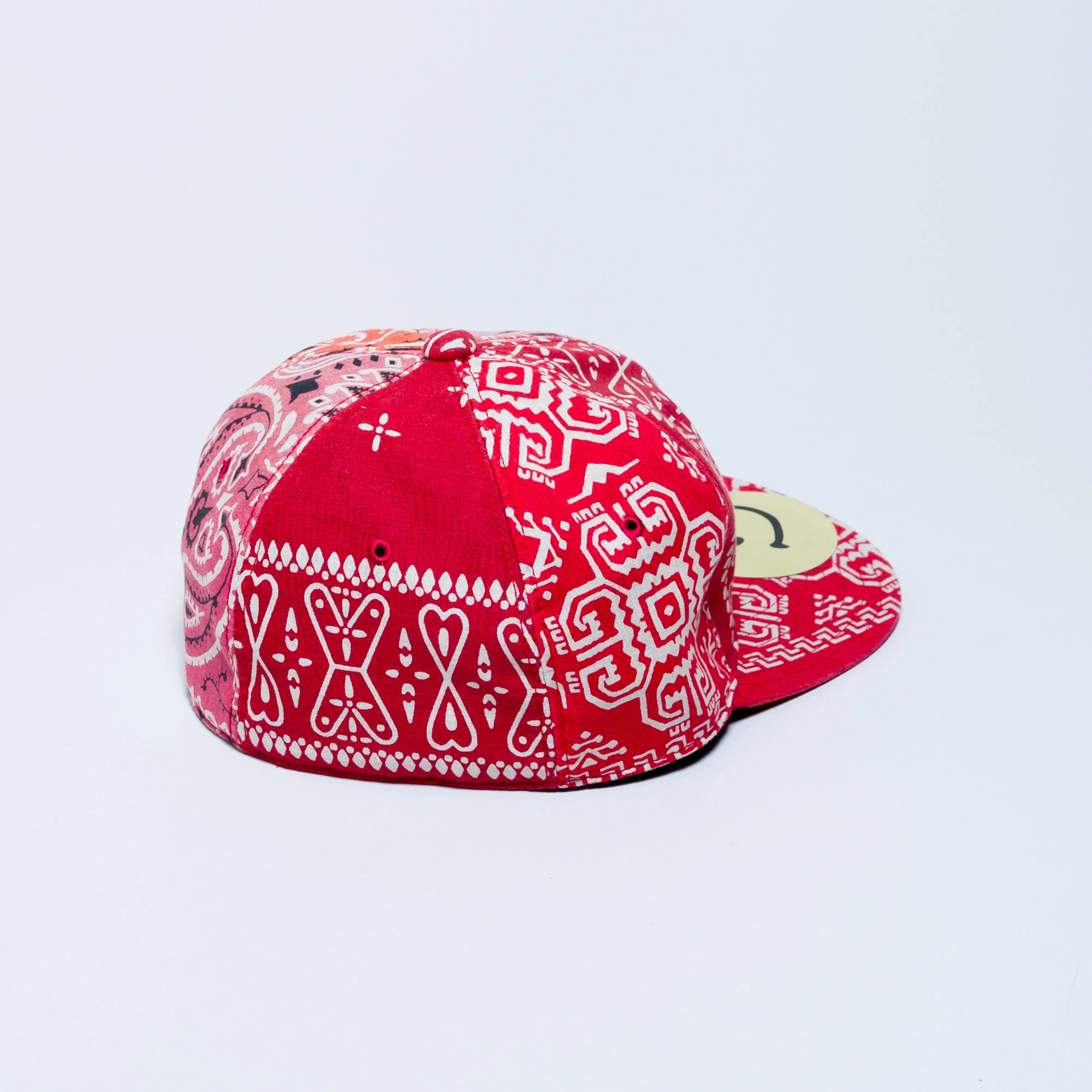 KAPITAL Cotton Bandana Patchwork Baseball Cap - Red