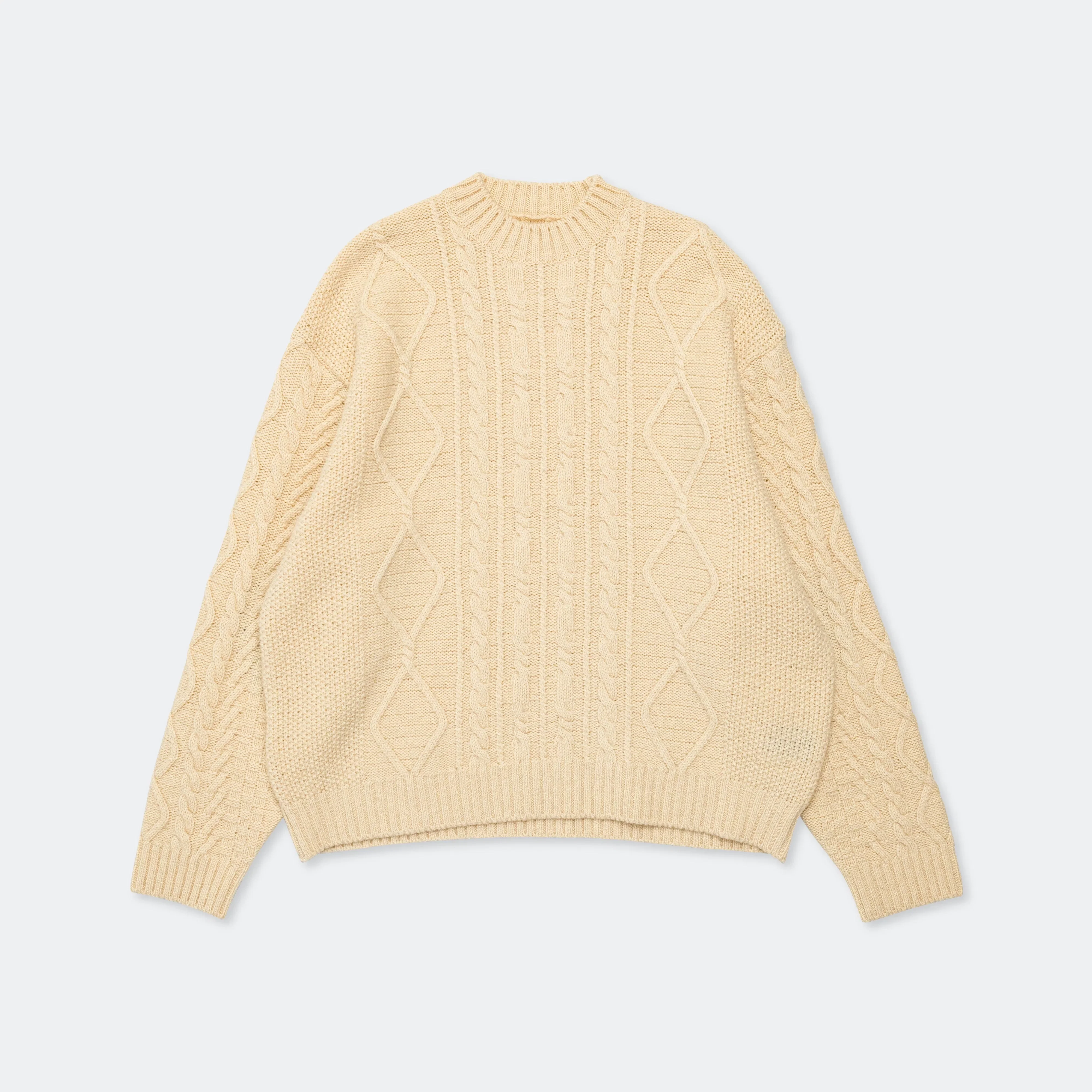 KAPITAL 5G Wool Cable Knit PROFILE RAINBOWY Patch Sweater - Nat