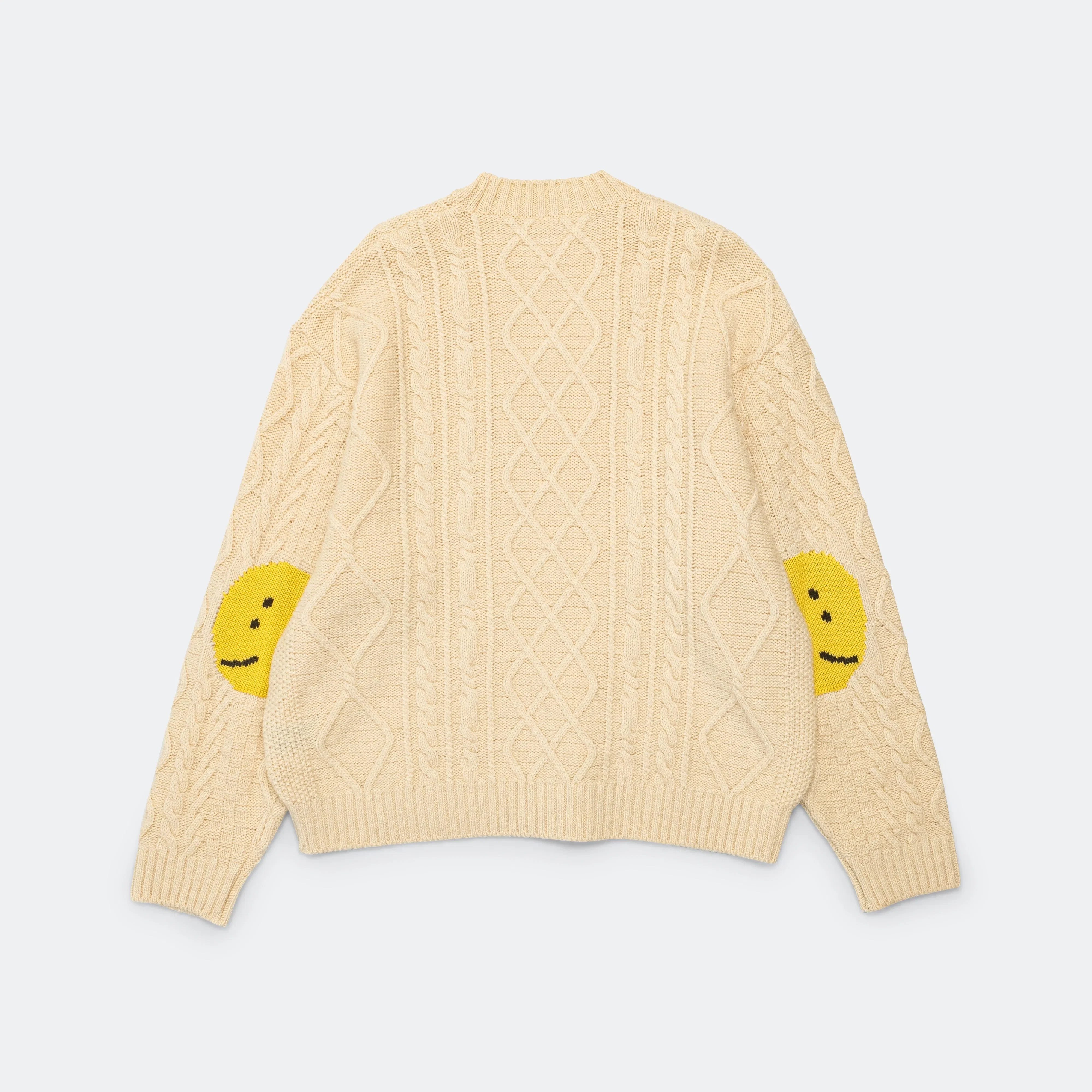 KAPITAL 5G Wool Cable Knit PROFILE RAINBOWY Patch Sweater - Nat