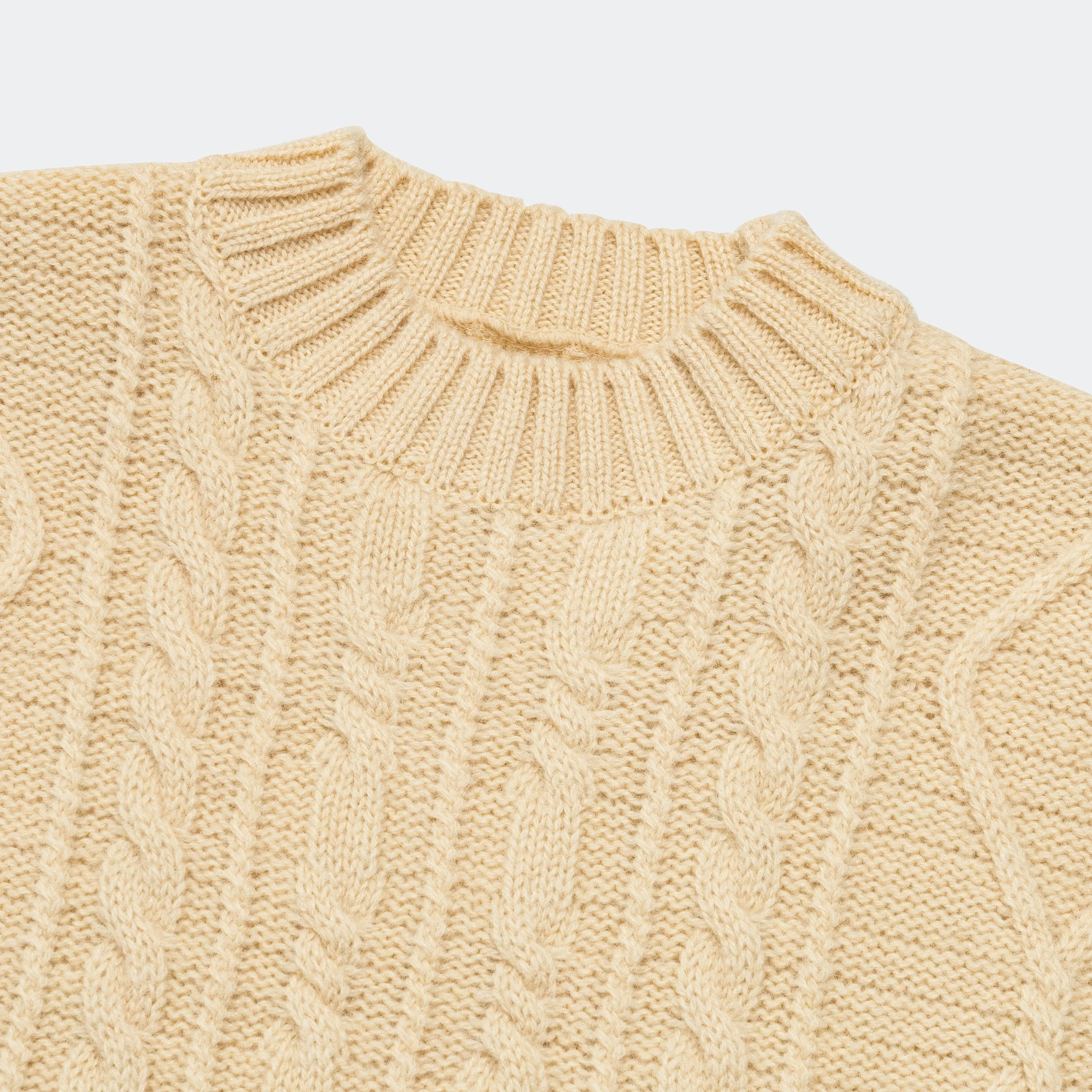 KAPITAL 5G Wool Cable Knit PROFILE RAINBOWY Patch Sweater - Nat