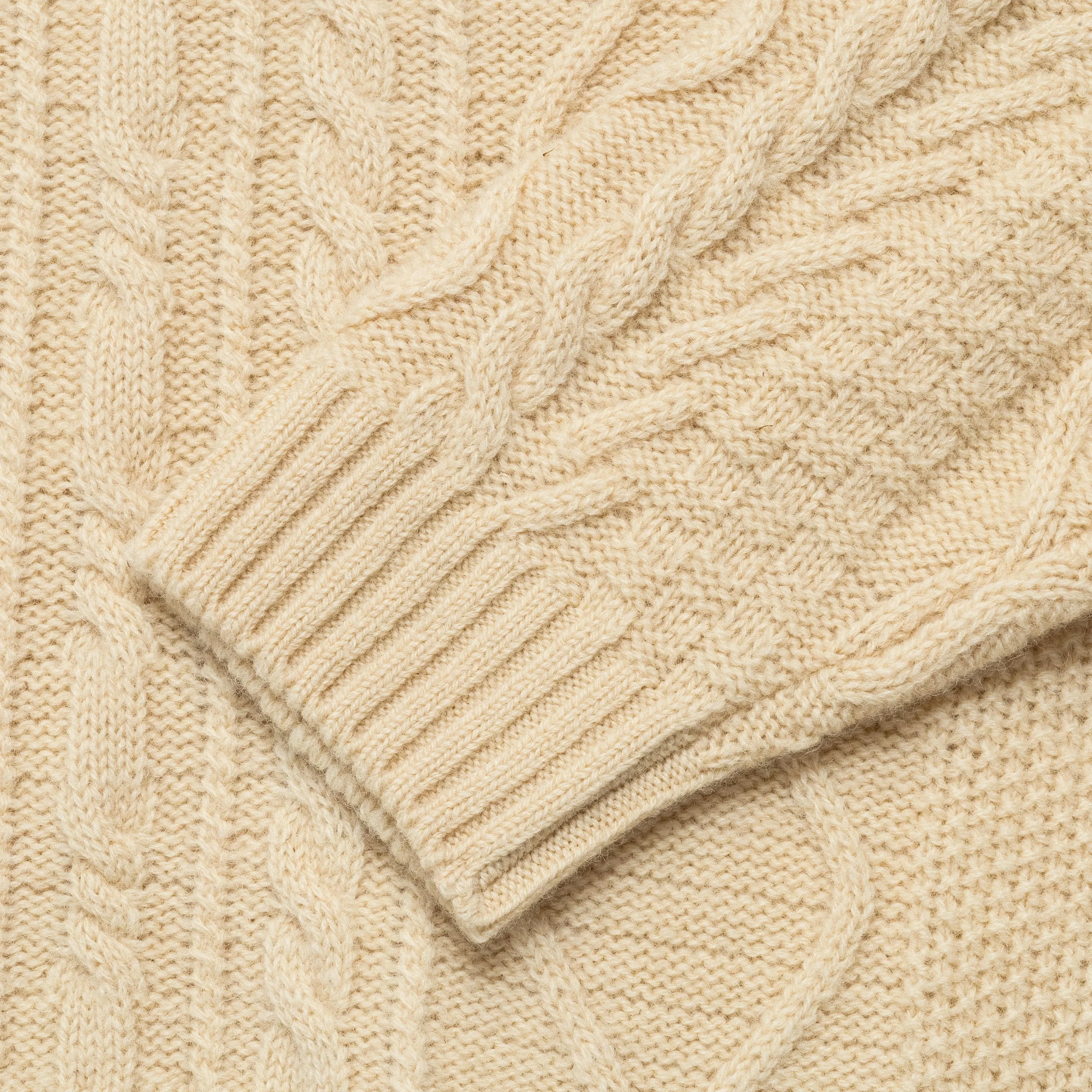 KAPITAL 5G Wool Cable Knit PROFILE RAINBOWY Patch Sweater - Nat