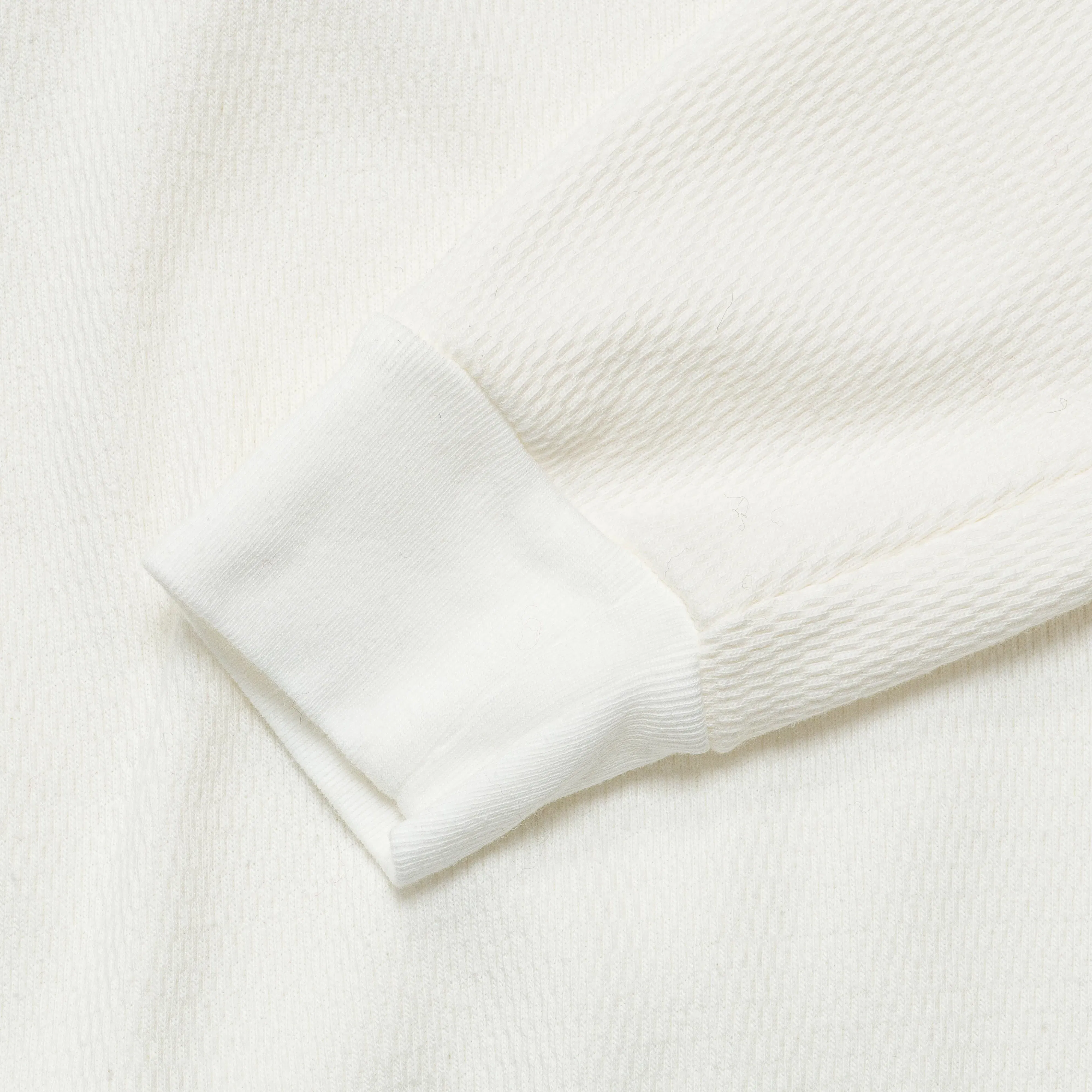 KAPITAL Waffle Jersey High-Neck Long Sleeve T (PEACE Embroidery) - White
