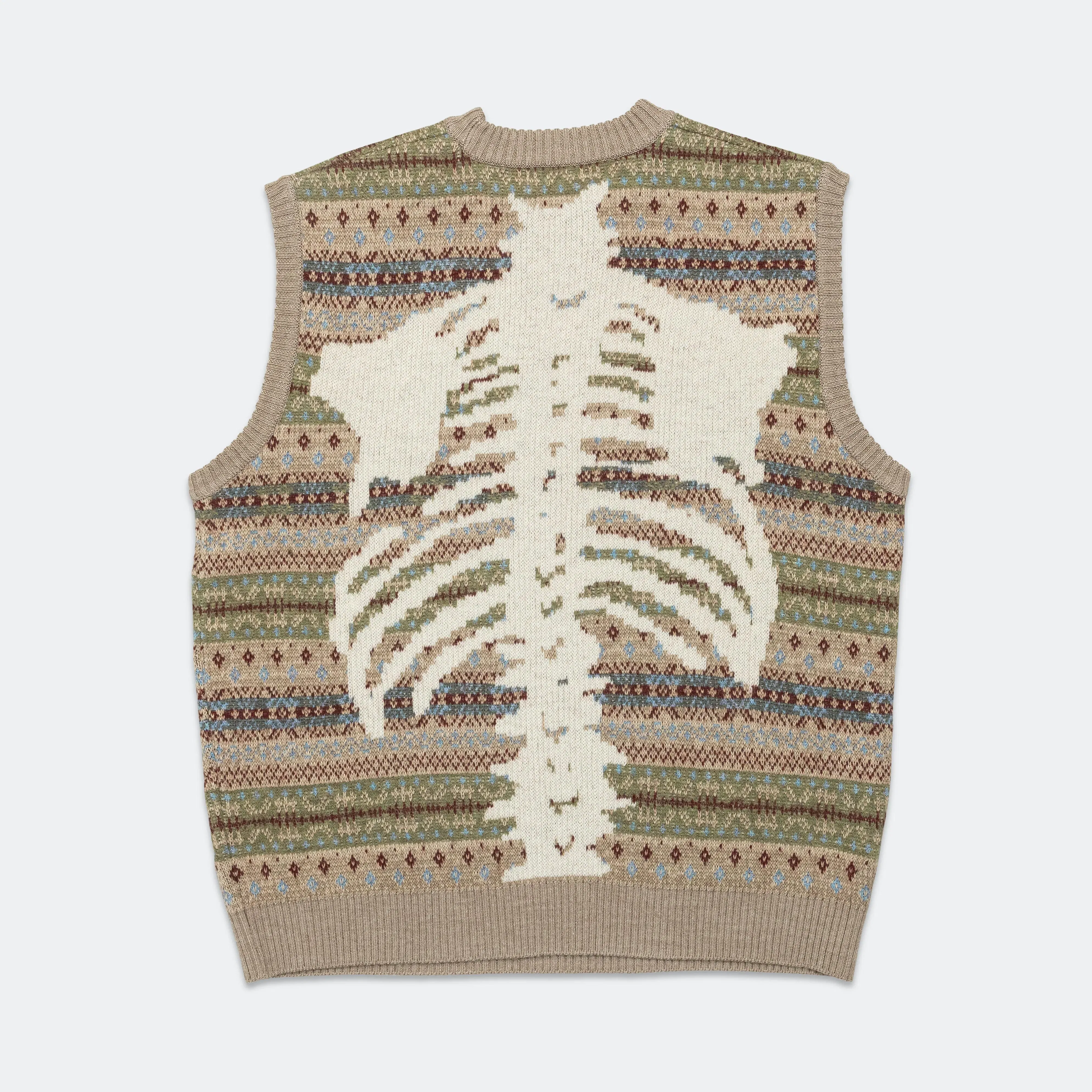 KAPITAL 7G Wool FairIsle BONE Vest - Sax