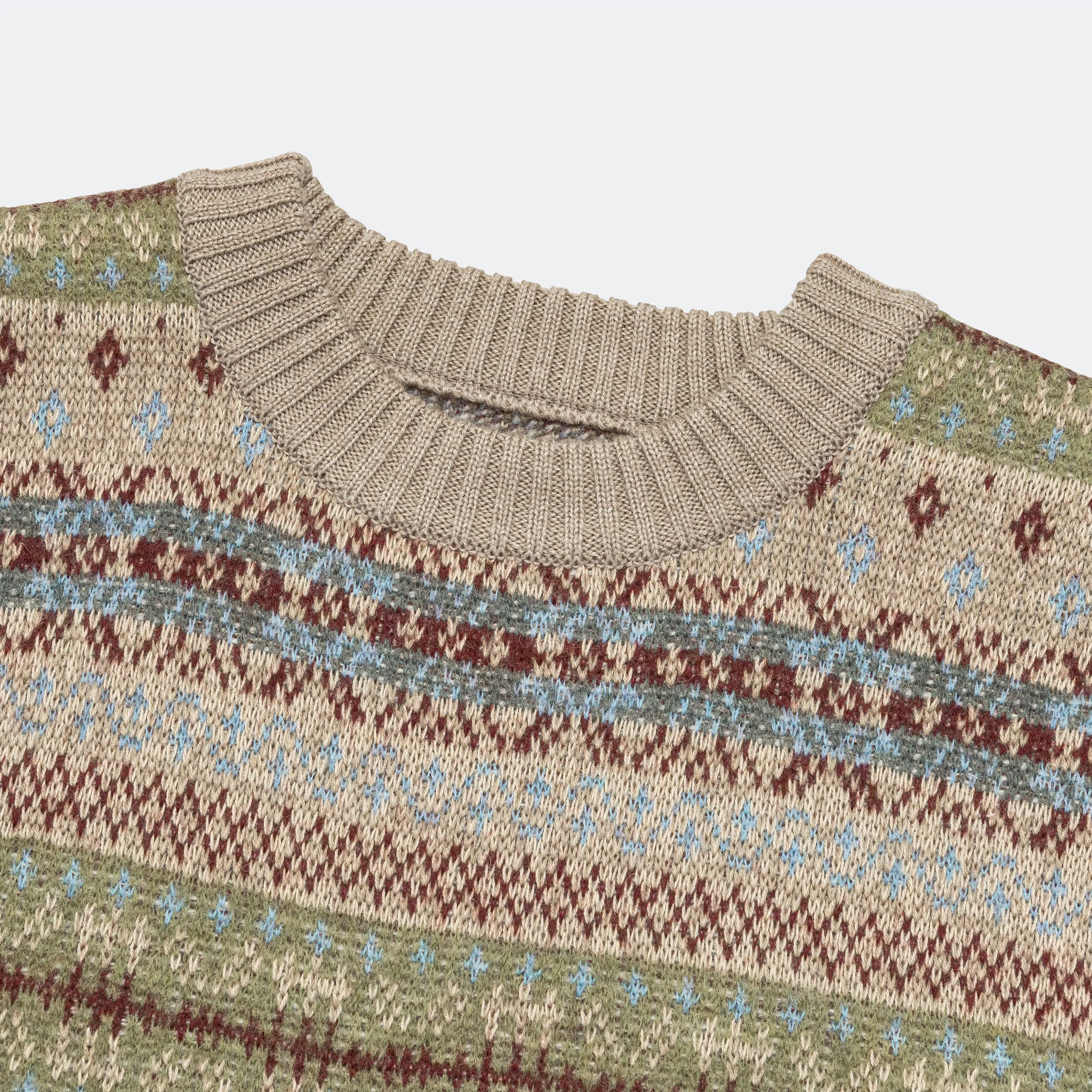 KAPITAL 7G Wool FairIsle BONE Vest - Sax
