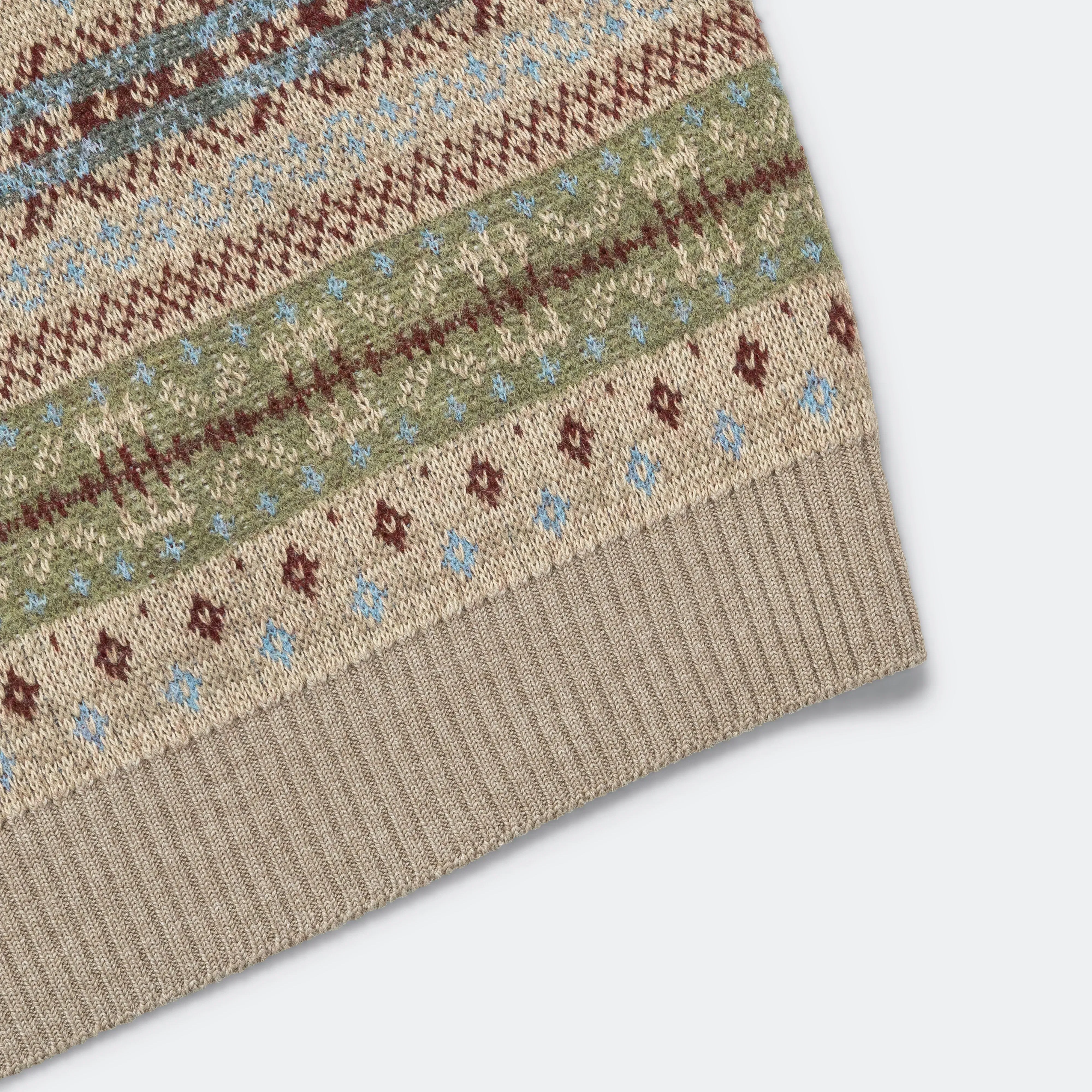 KAPITAL 7G Wool FairIsle BONE Vest - Sax
