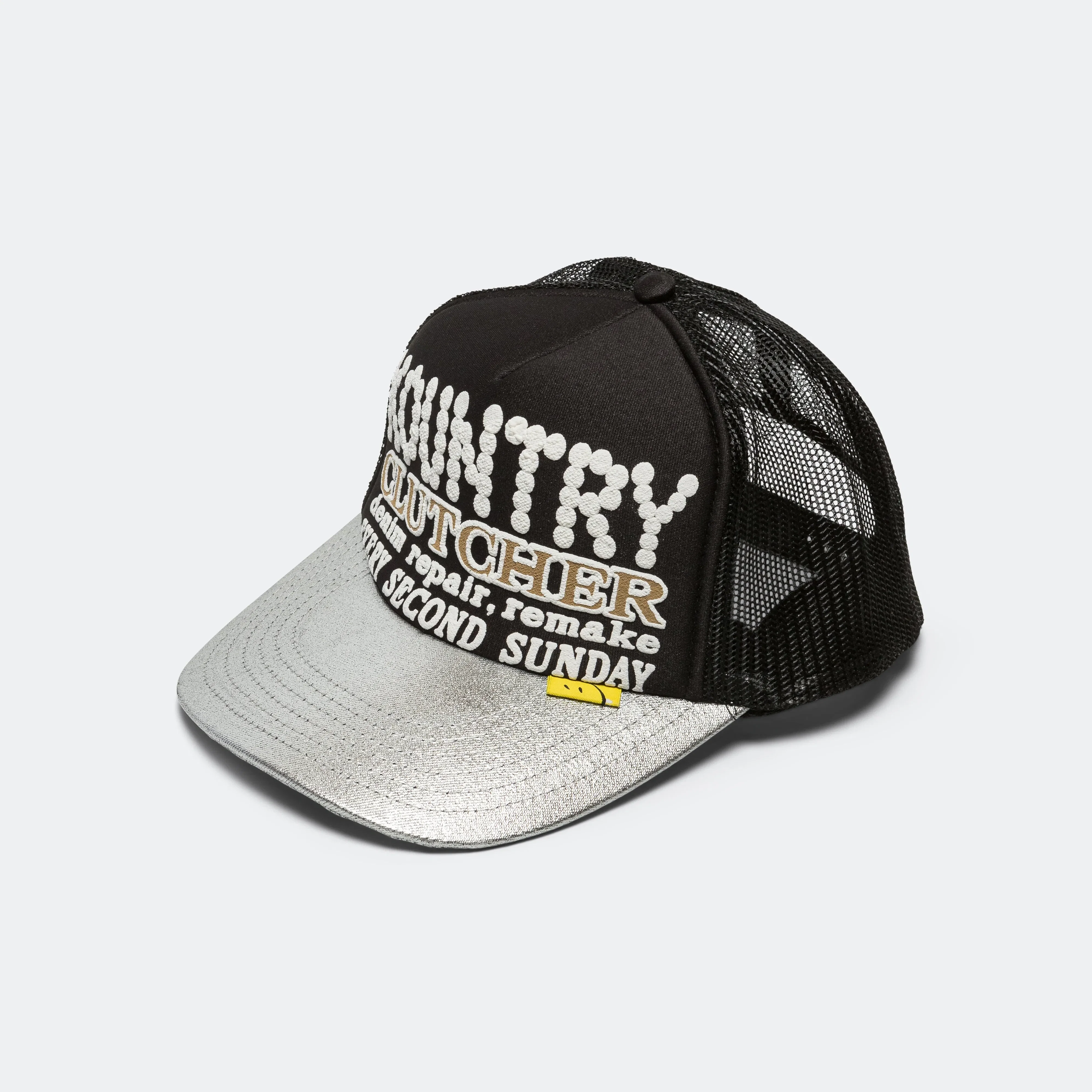 KAPITAL KOUNTRY PEARL Clutcher Silver Brim Truck Cap - Black