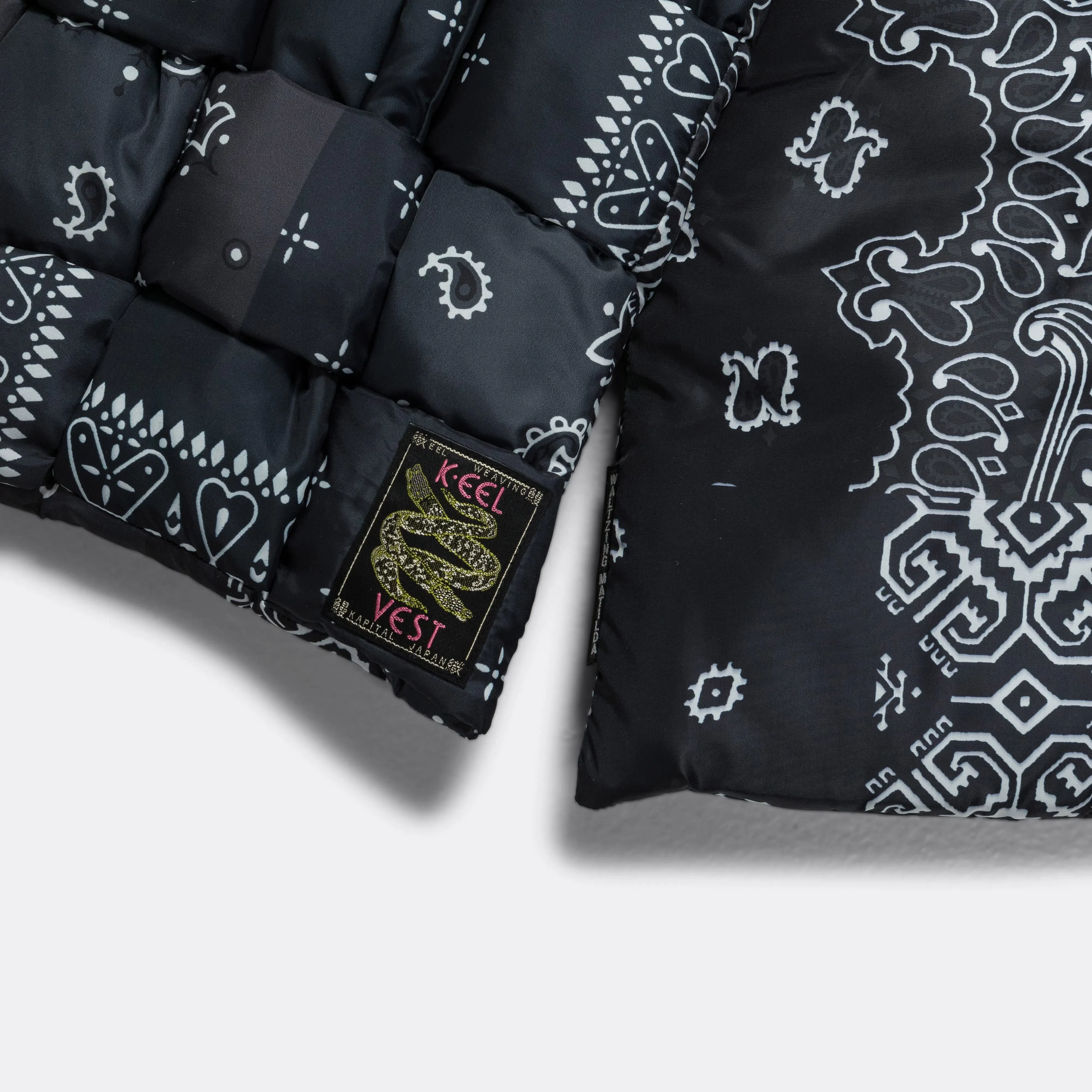 KAPITAL Bandana Print Nylon KEEL WEAVING Scarf - Black