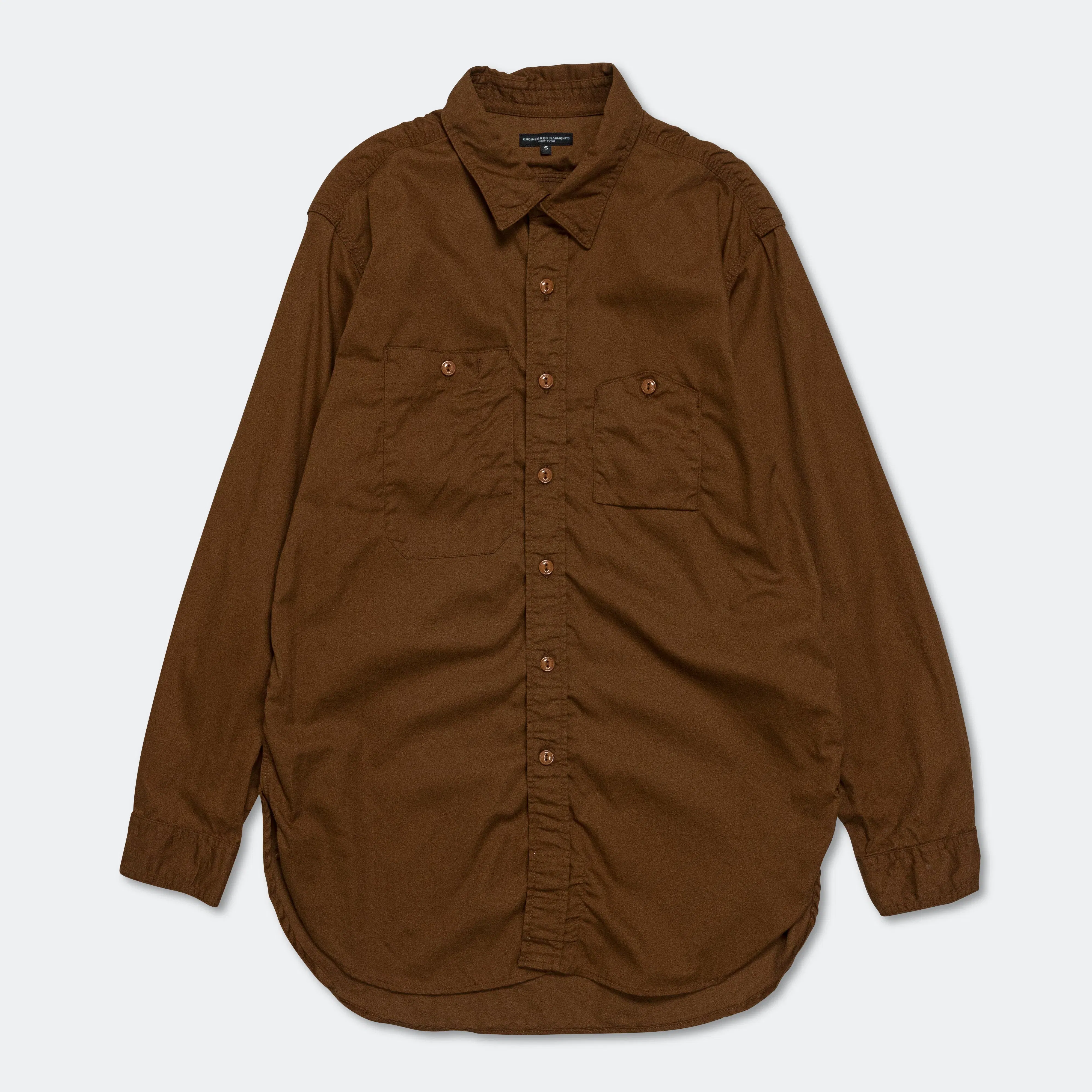 Engineered Garments Work Shirt - Brown Cotton Micro Sanded Twill