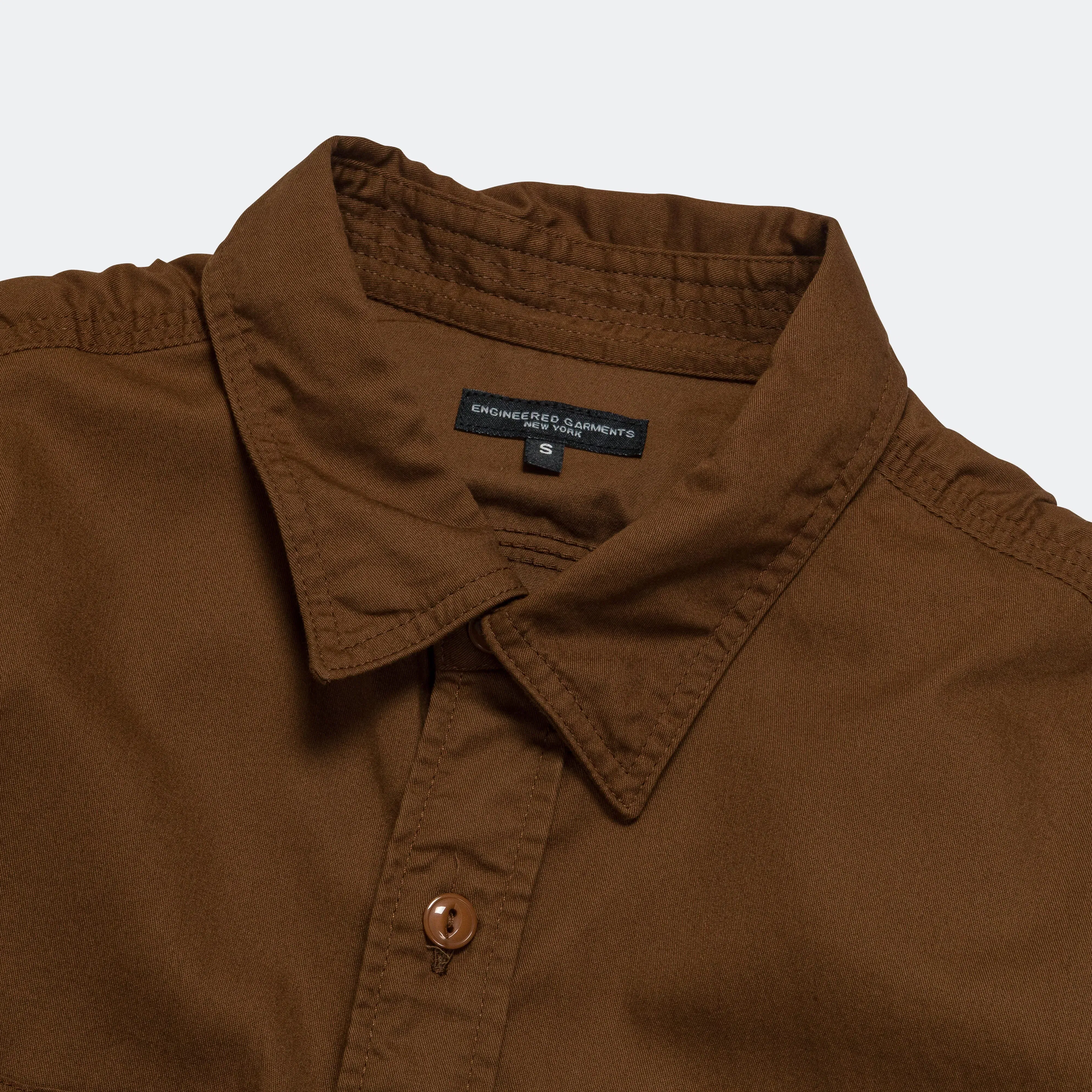 Engineered Garments Work Shirt - Brown Cotton Micro Sanded Twill