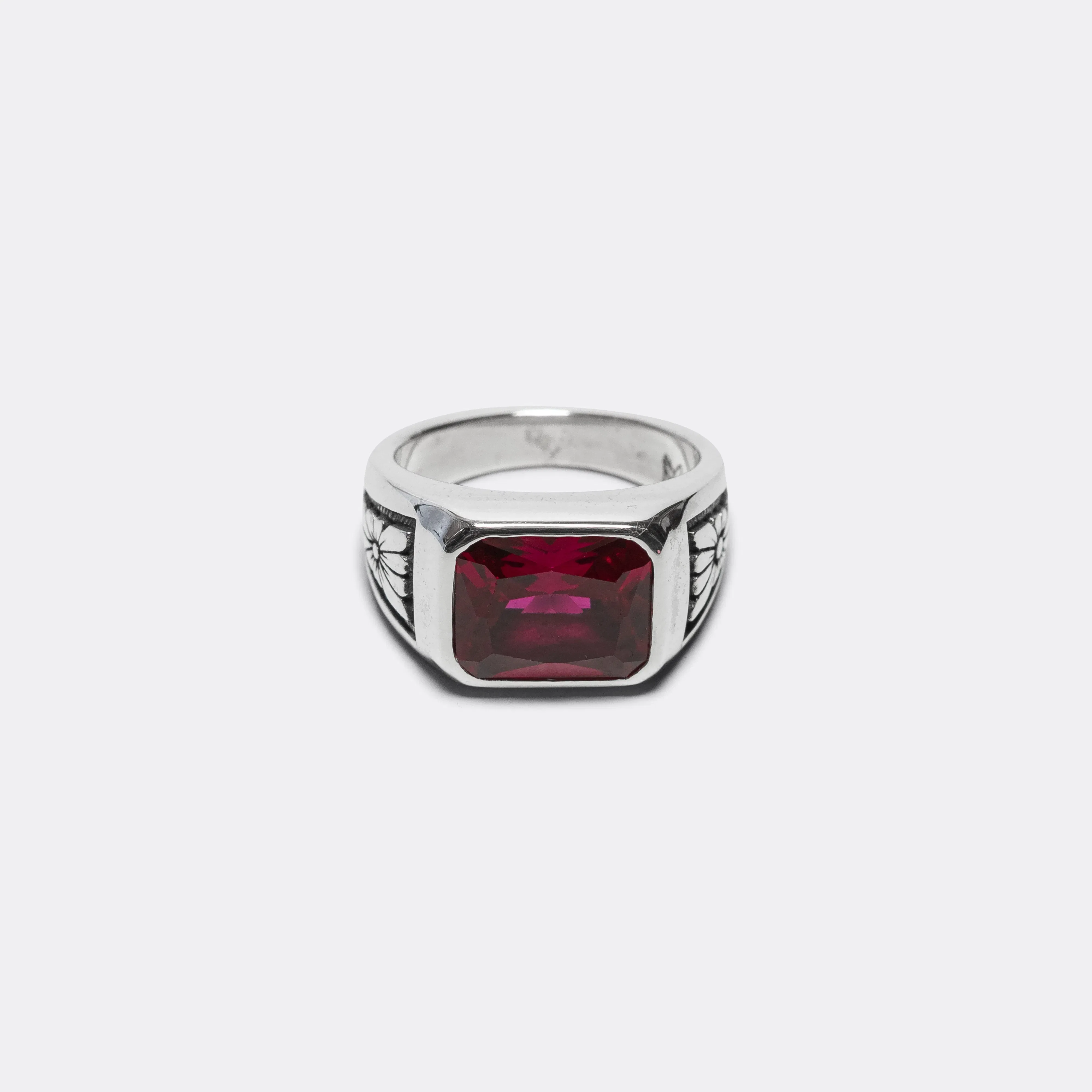 Maple Midnight Ring Slim - 925 Silver/Ruby