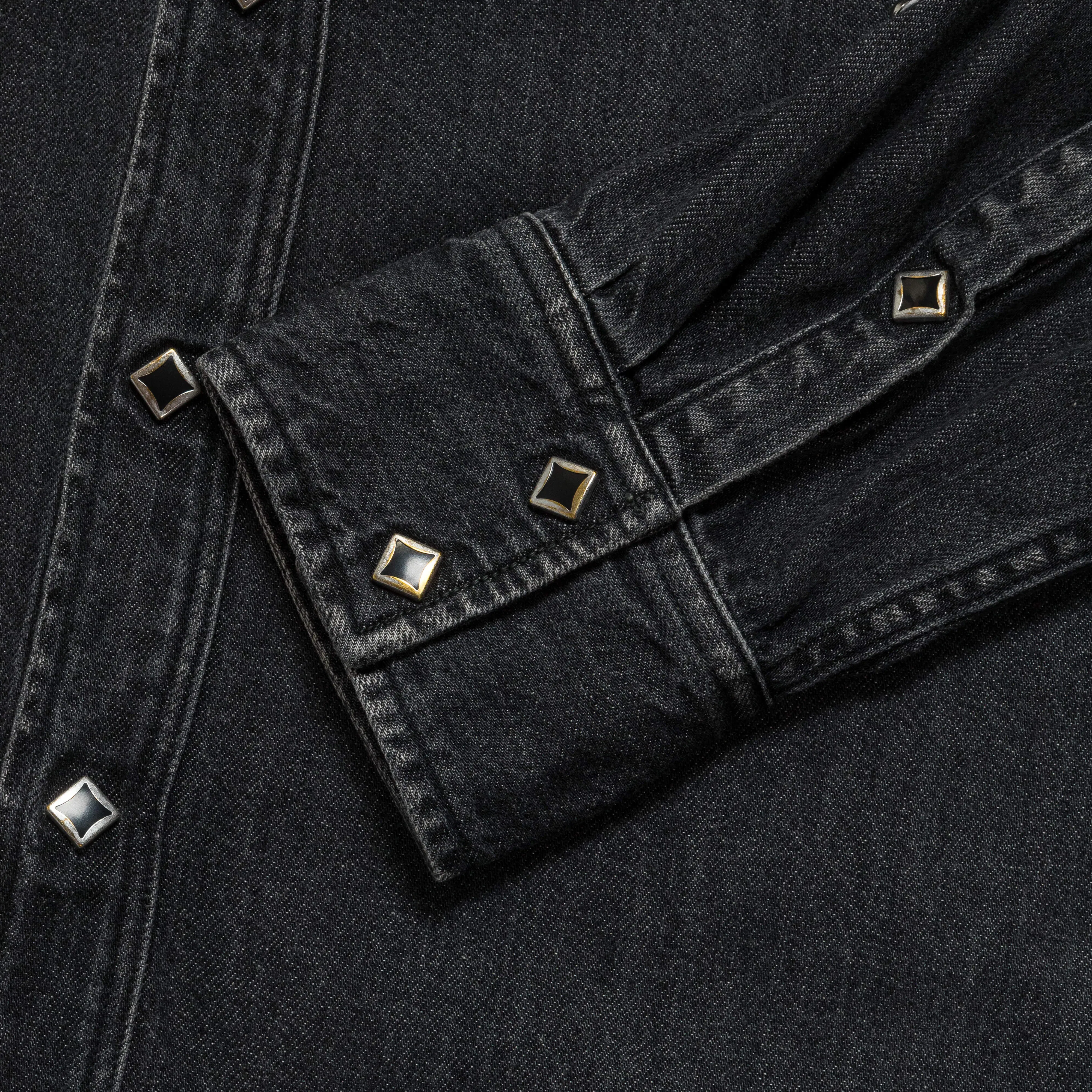 KAPITAL 8ozBlack Denim Western Shirt (STUDS) - Black
