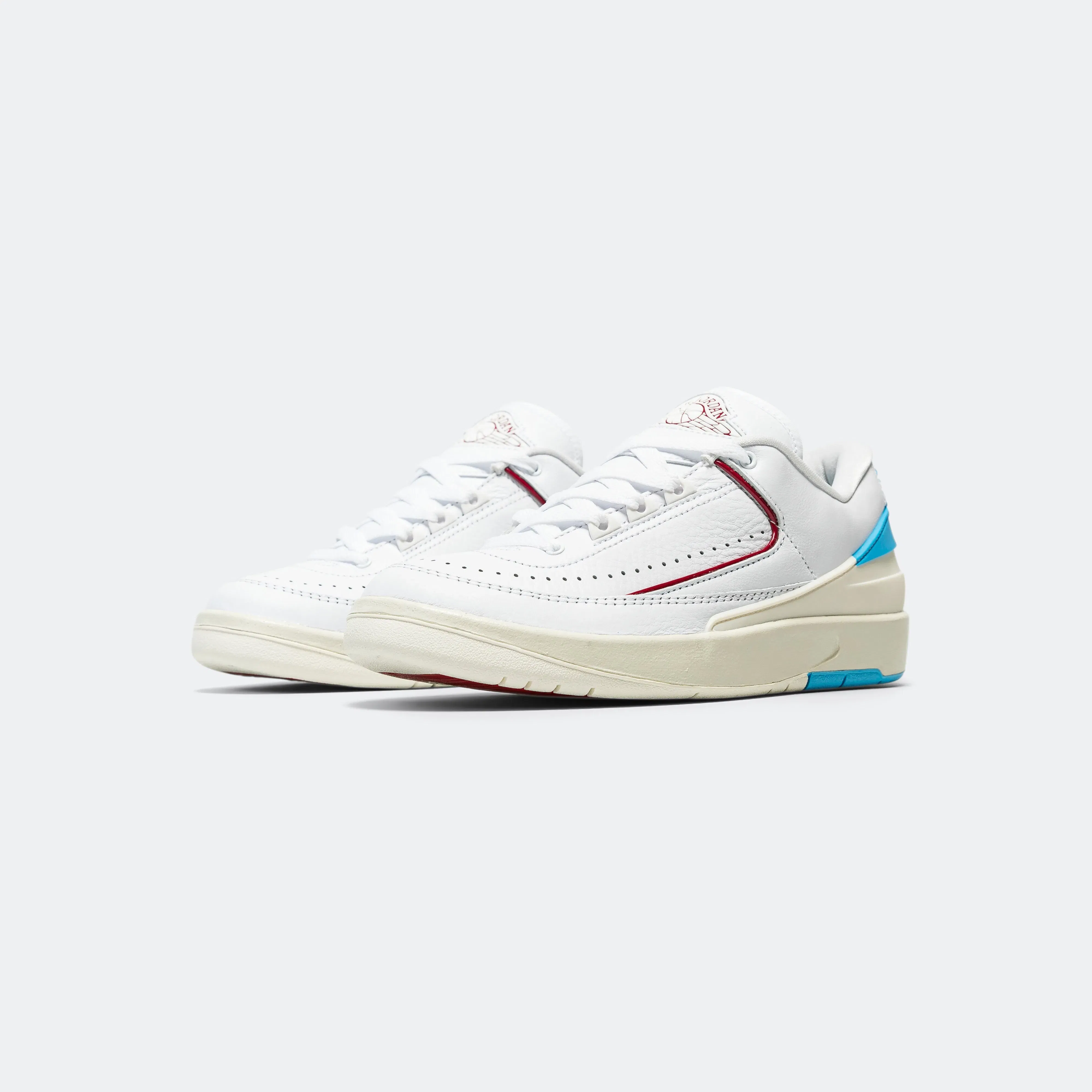 Air Jordan Womens Air Jordan 2 Retro Low - White/Gym Red-Dk Powder Blue-Sail