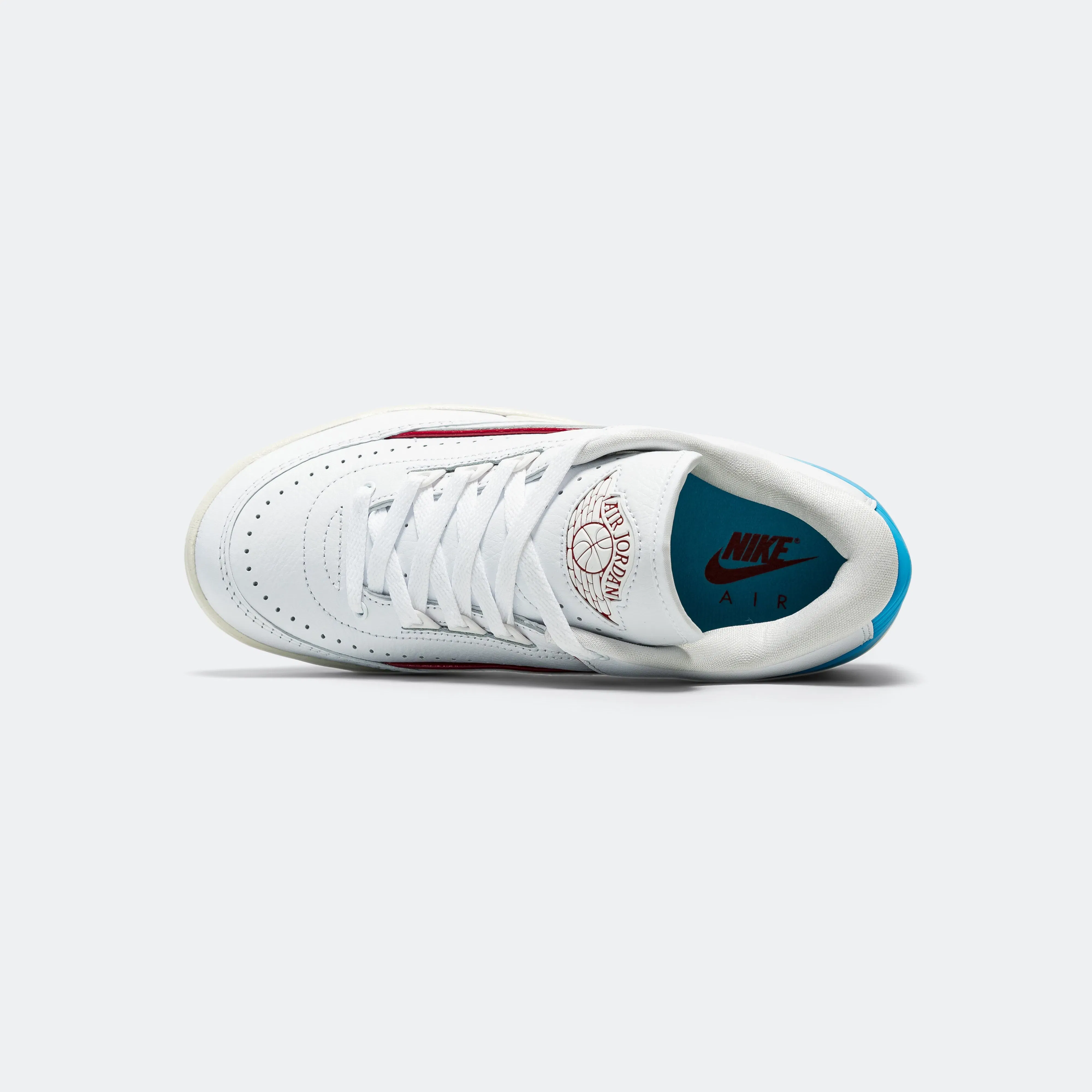 Air Jordan Womens Air Jordan 2 Retro Low - White/Gym Red-Dk Powder Blue-Sail