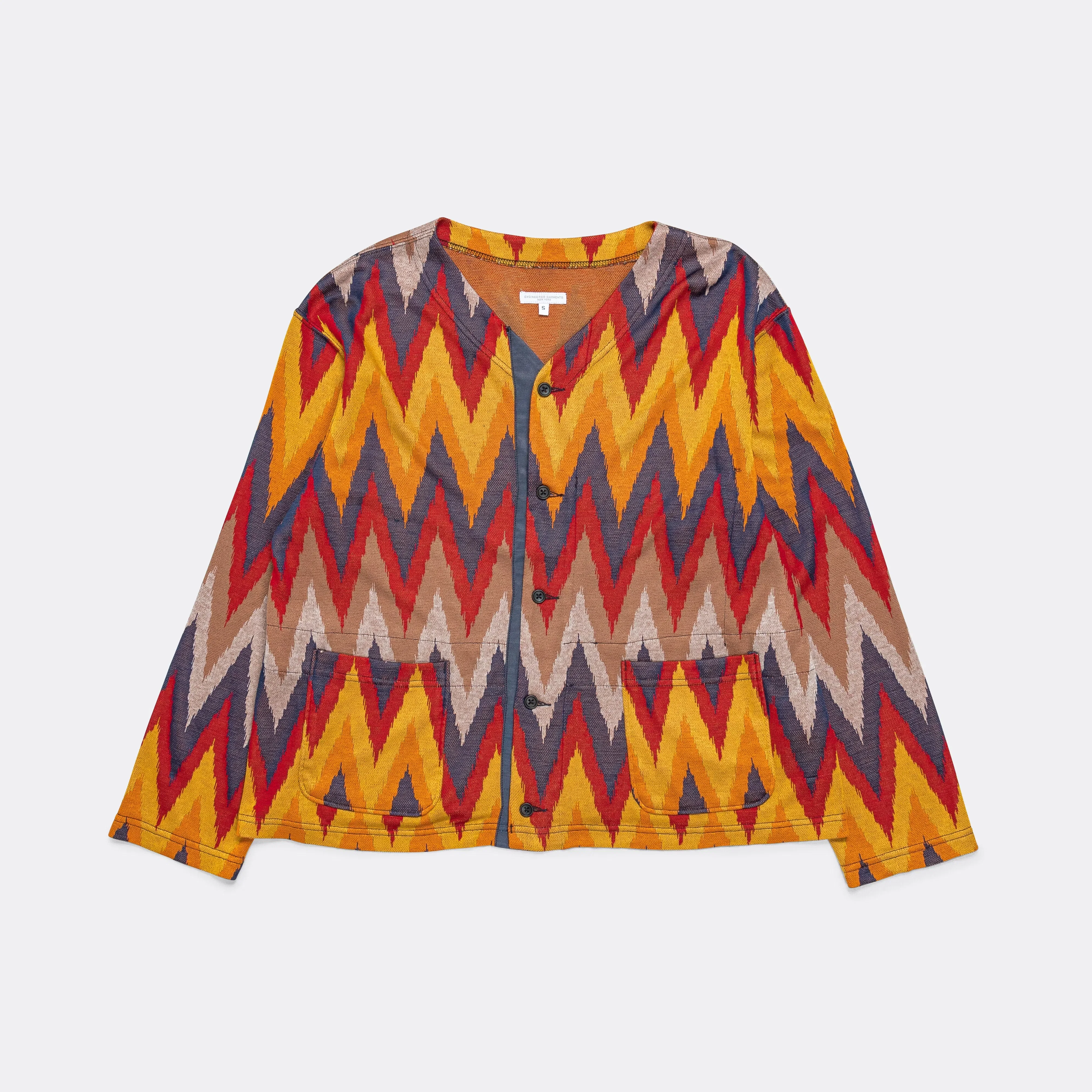 Engineered Garments Knit Cardigan - Red/Navy Ikat Knit