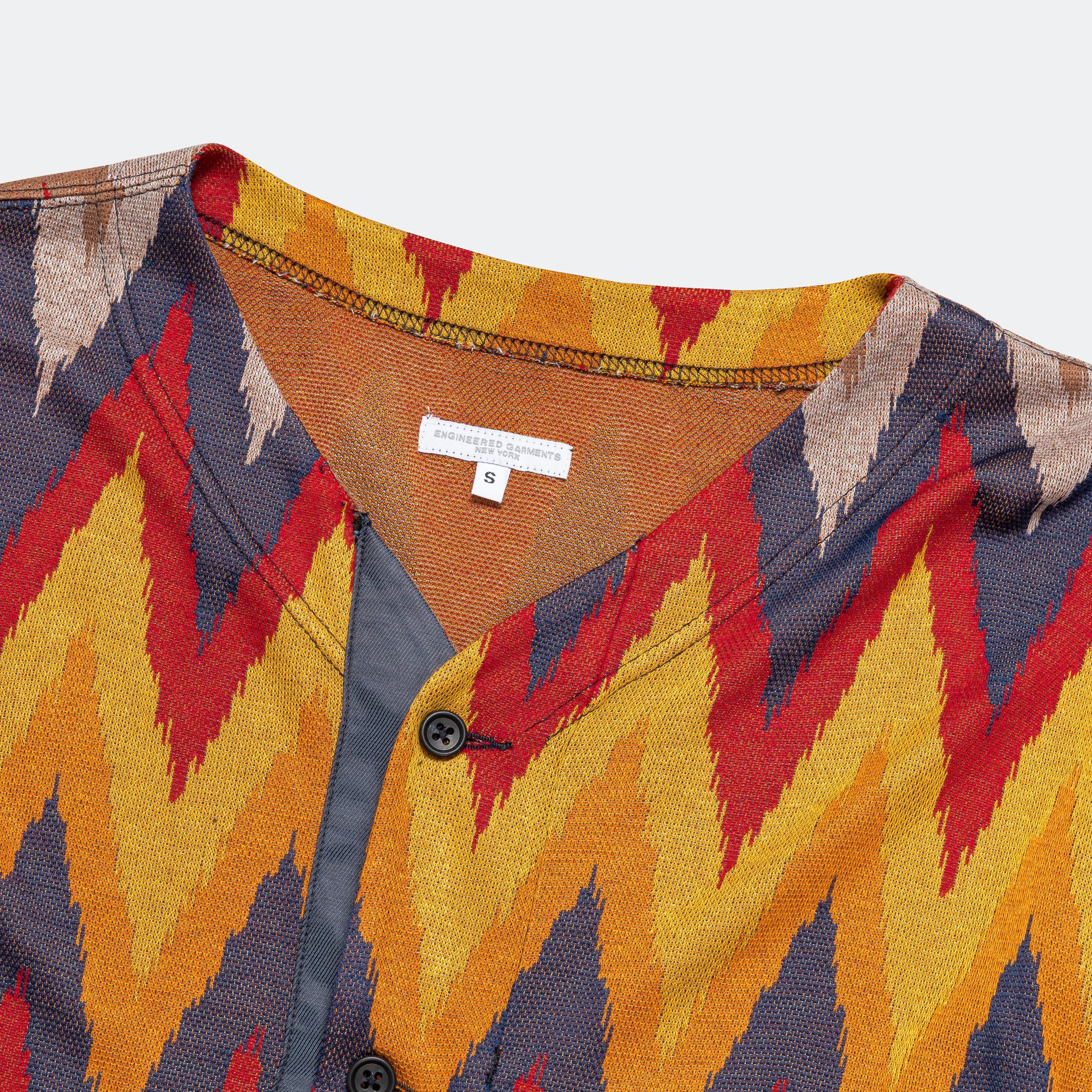 Engineered Garments Knit Cardigan - Red/Navy Ikat Knit