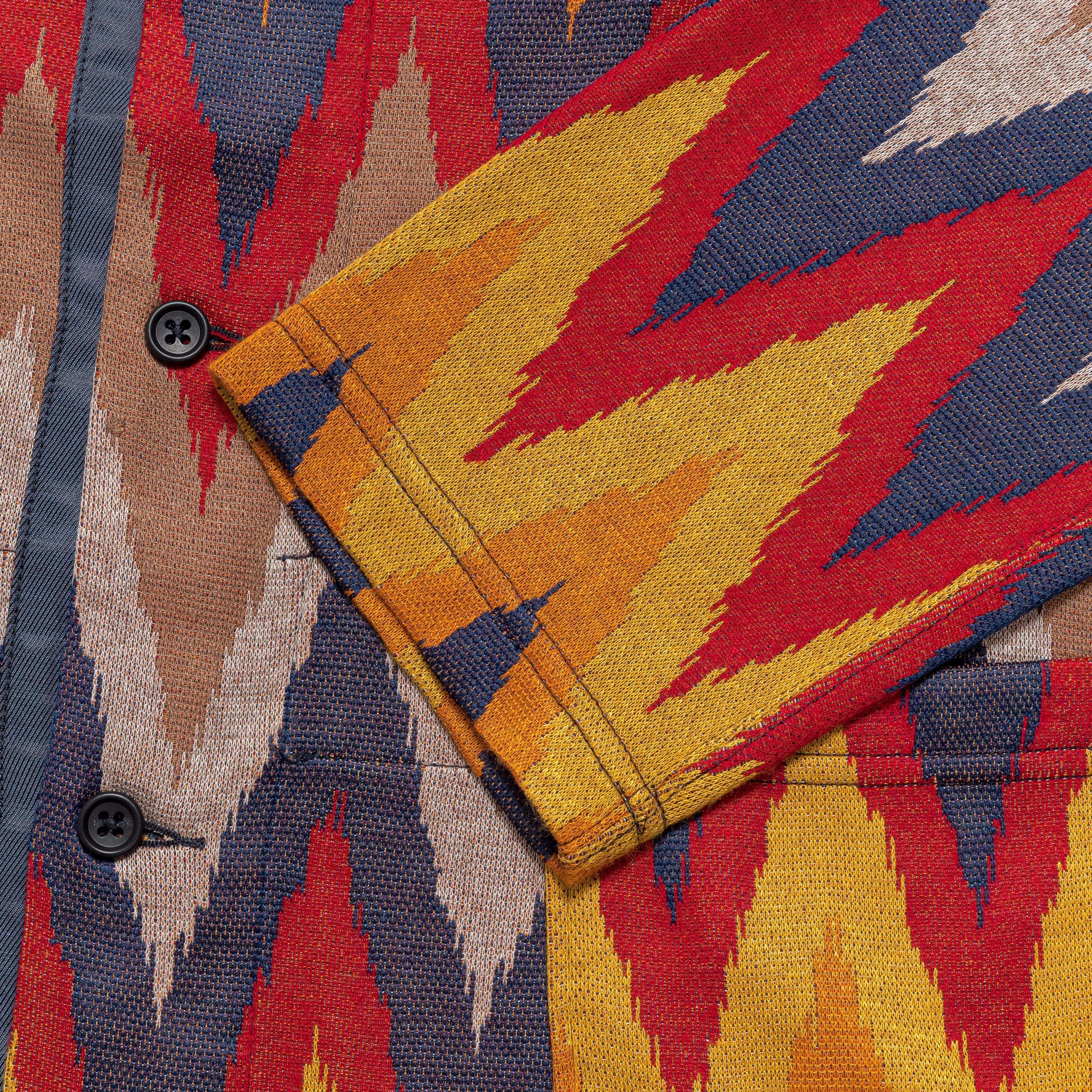Engineered Garments Knit Cardigan - Red/Navy Ikat Knit