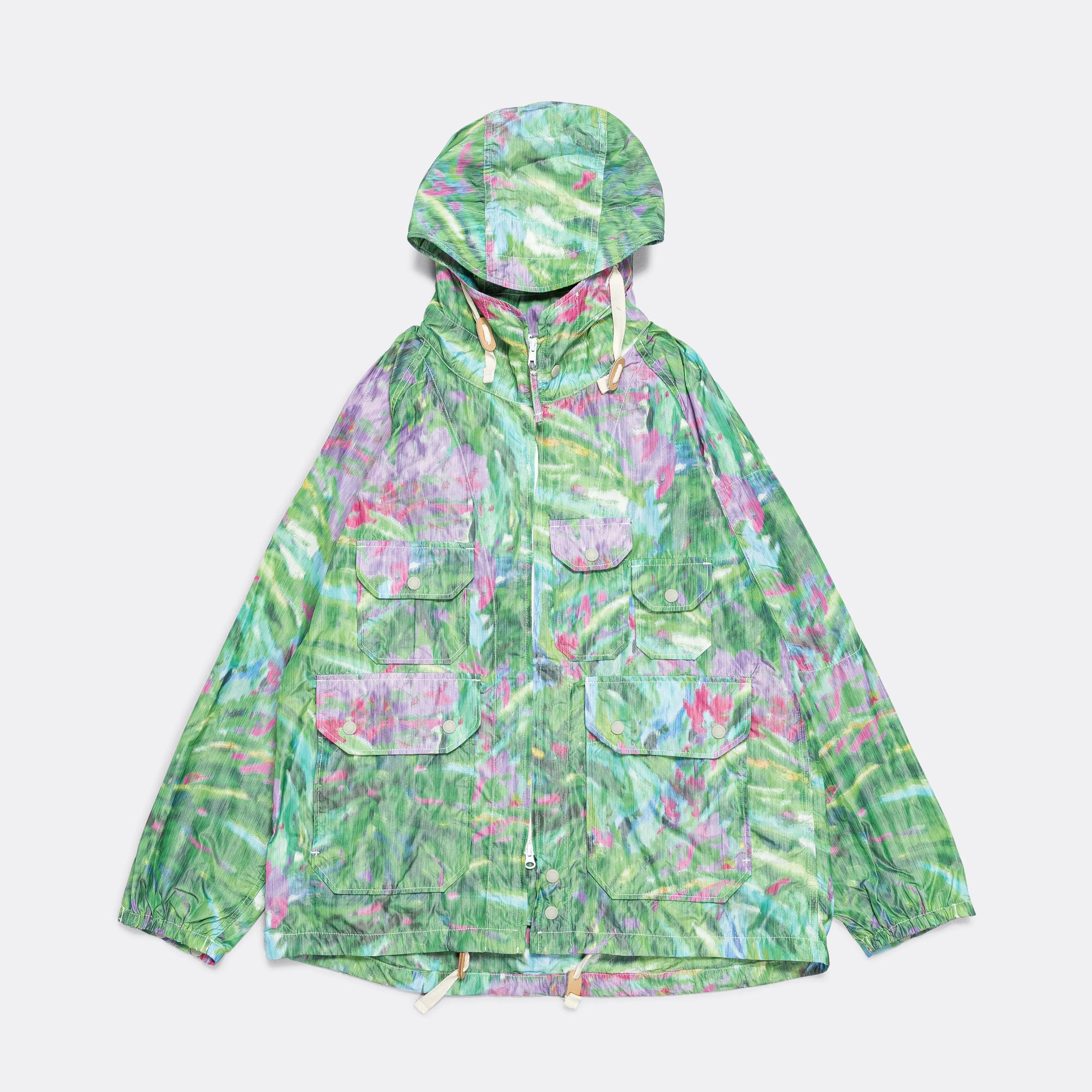 Engineered Garments Atlantic Parka - Green Floral Poly Microfibre