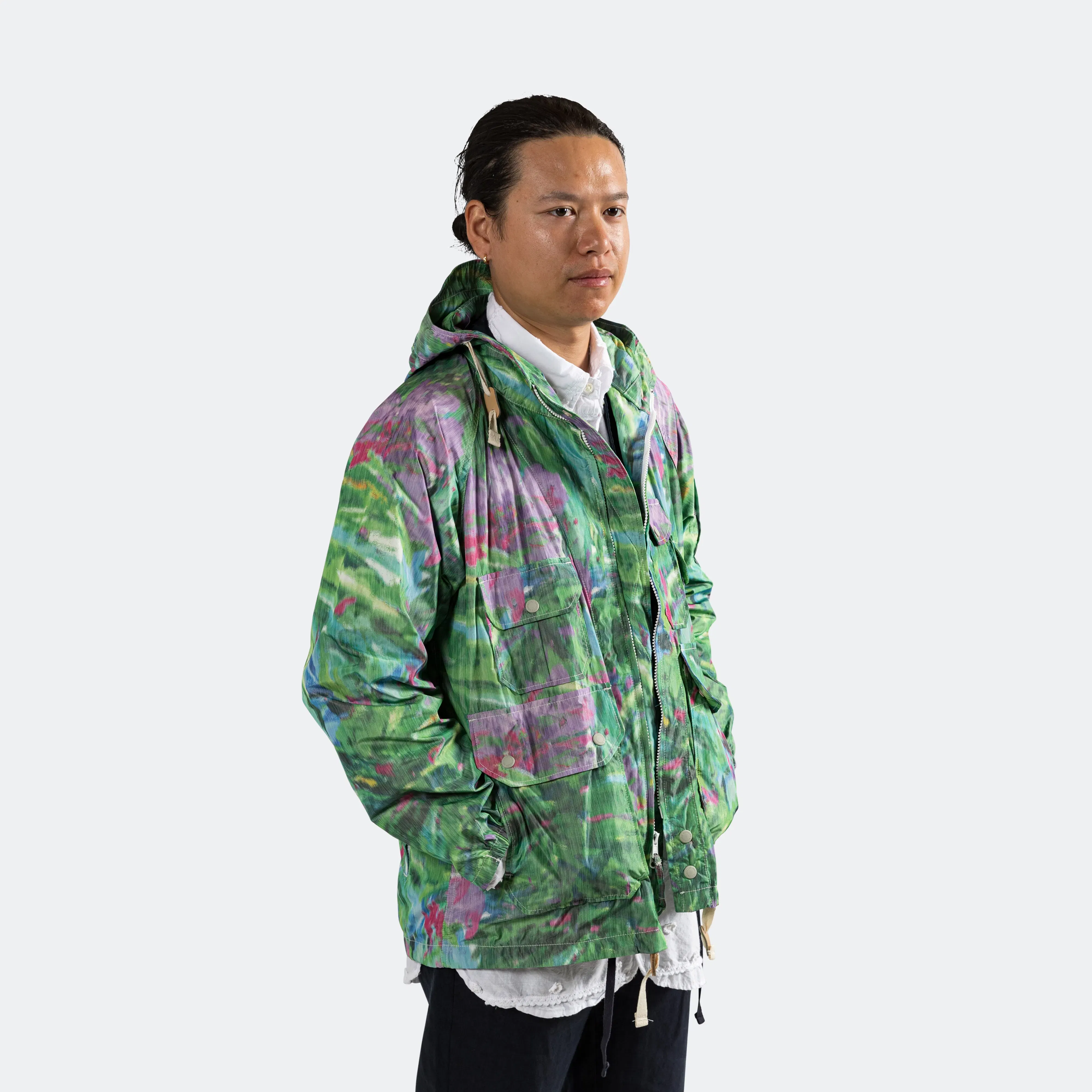 Engineered Garments Atlantic Parka - Green Floral Poly Microfibre