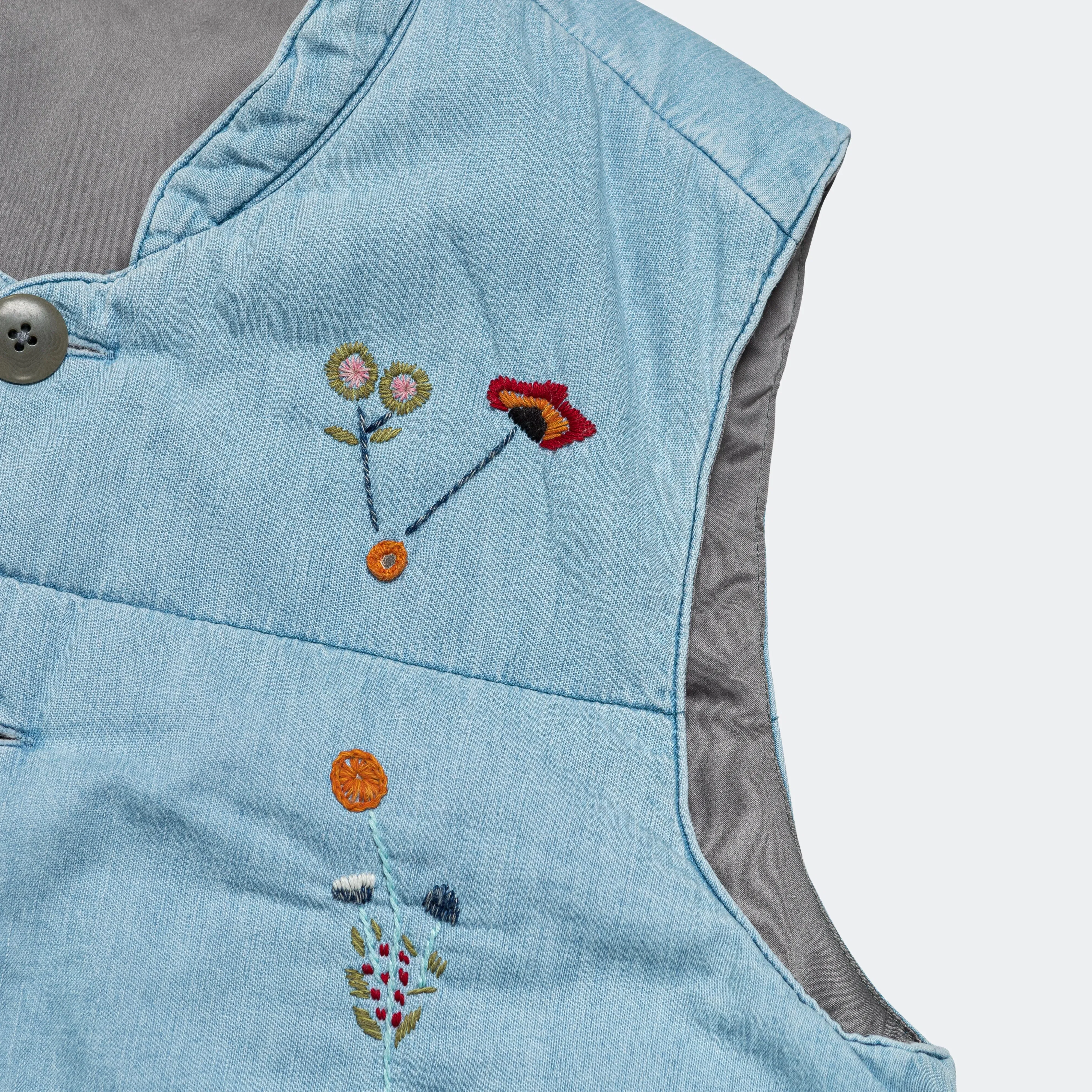 KAPITAL 6oz Denim Quilt SAMU Vest (Cat Embroidery) - Pro