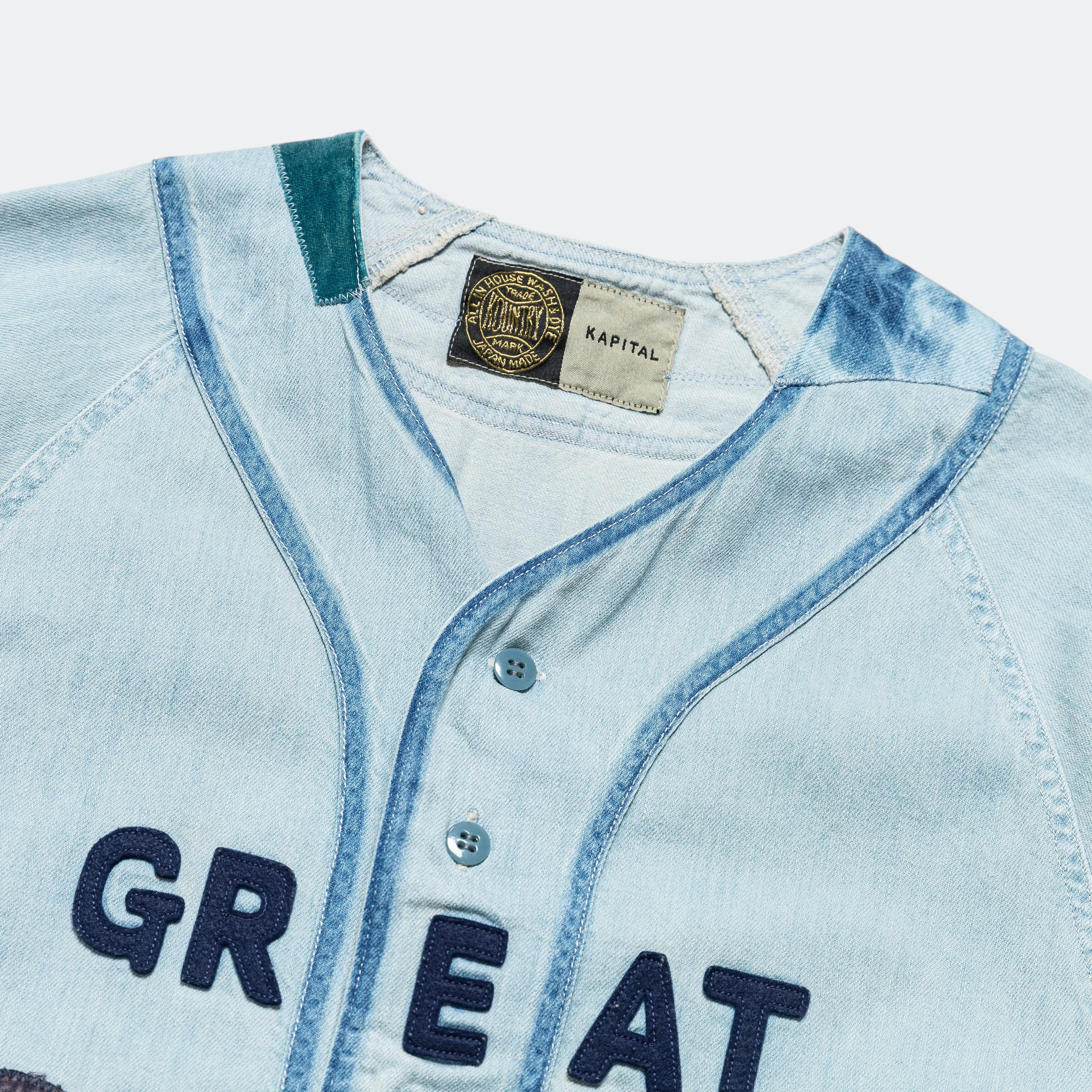 KAPITAL 8oz Reconstruction Denim GREAT KOUNTRY Baseball Shirt - Pro