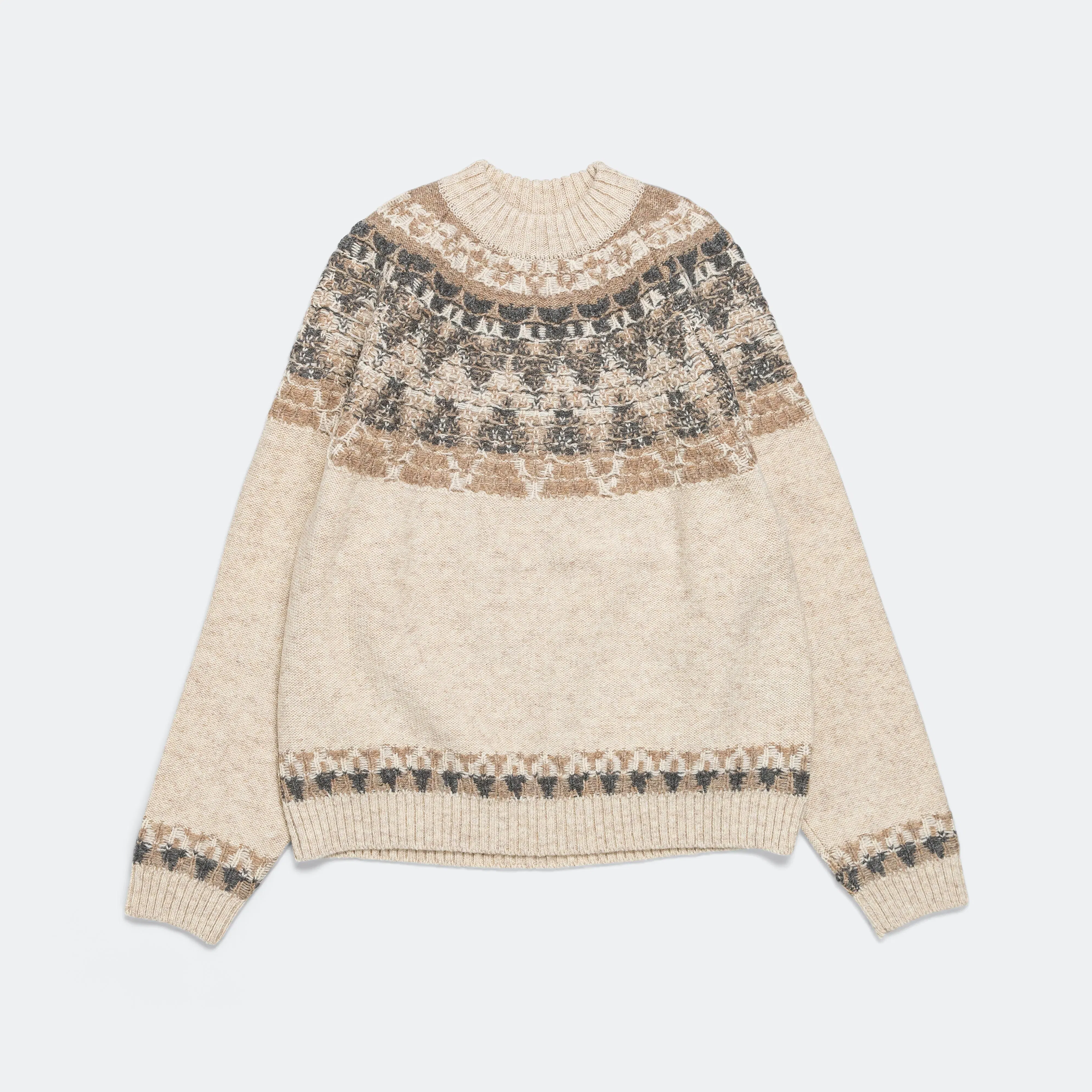 KAPITAL 5G Wool NORDIC SMILIE Patch Raglan Sweater - Ecru
