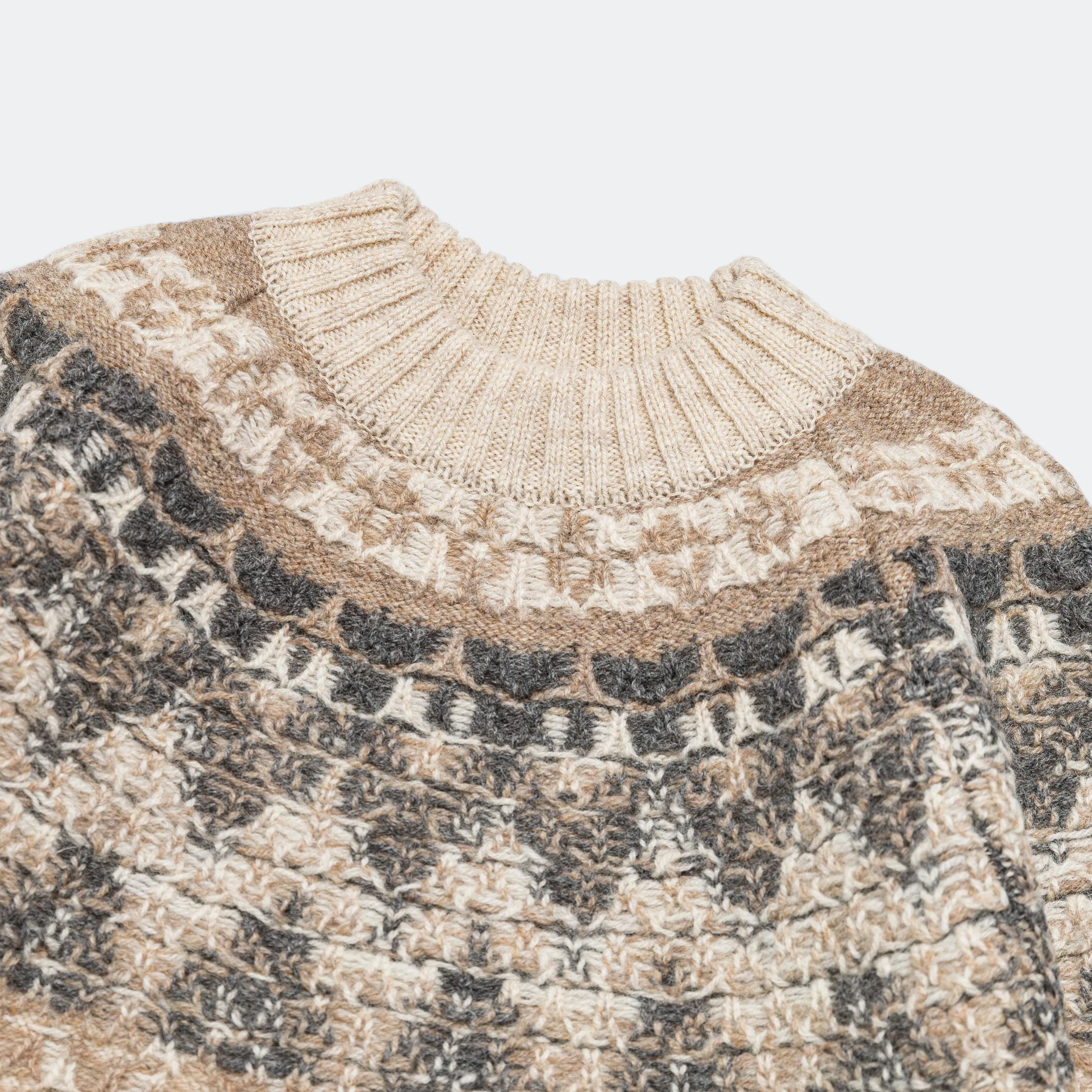 KAPITAL 5G Wool NORDIC SMILIE Patch Raglan Sweater - Ecru