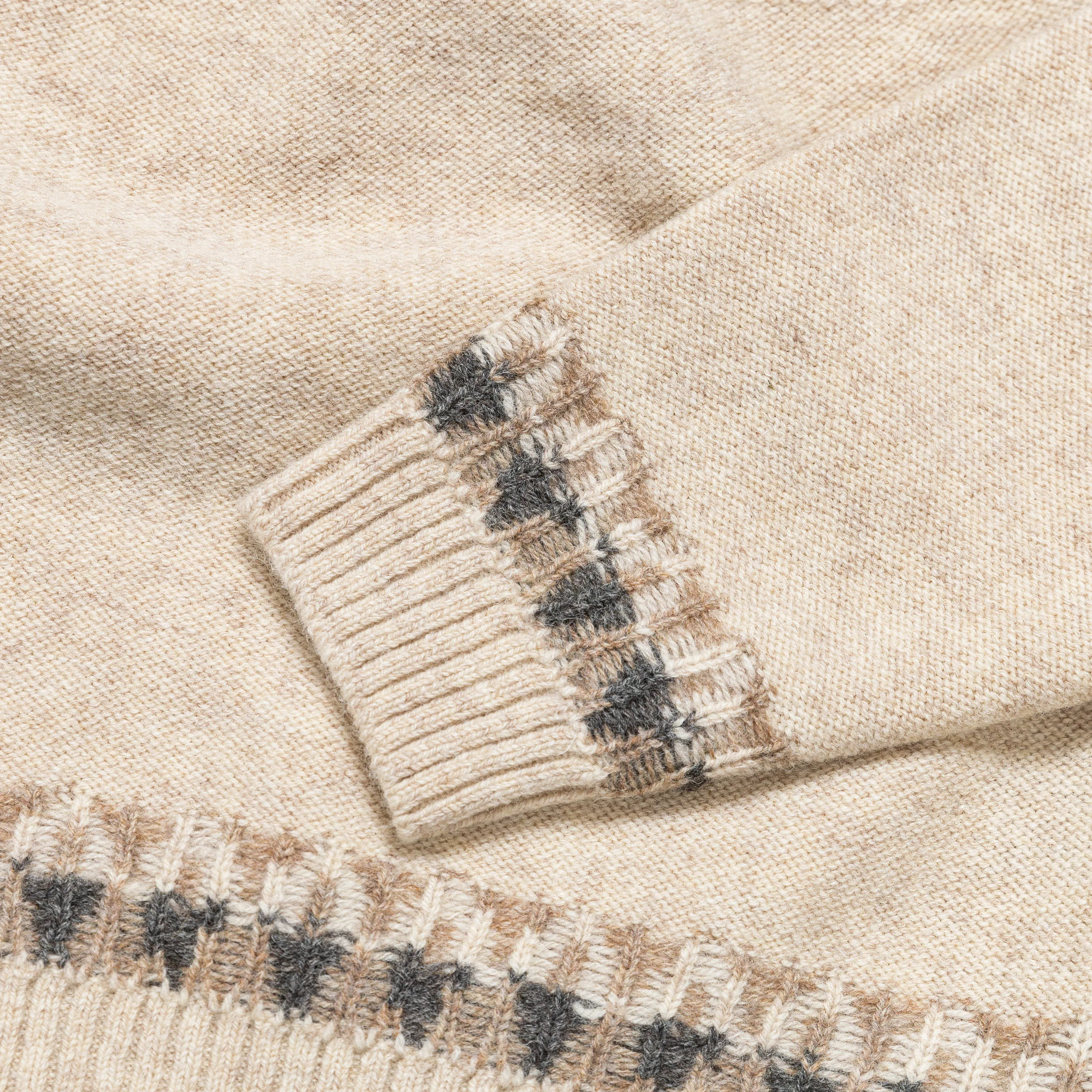 KAPITAL 5G Wool NORDIC SMILIE Patch Raglan Sweater - Ecru