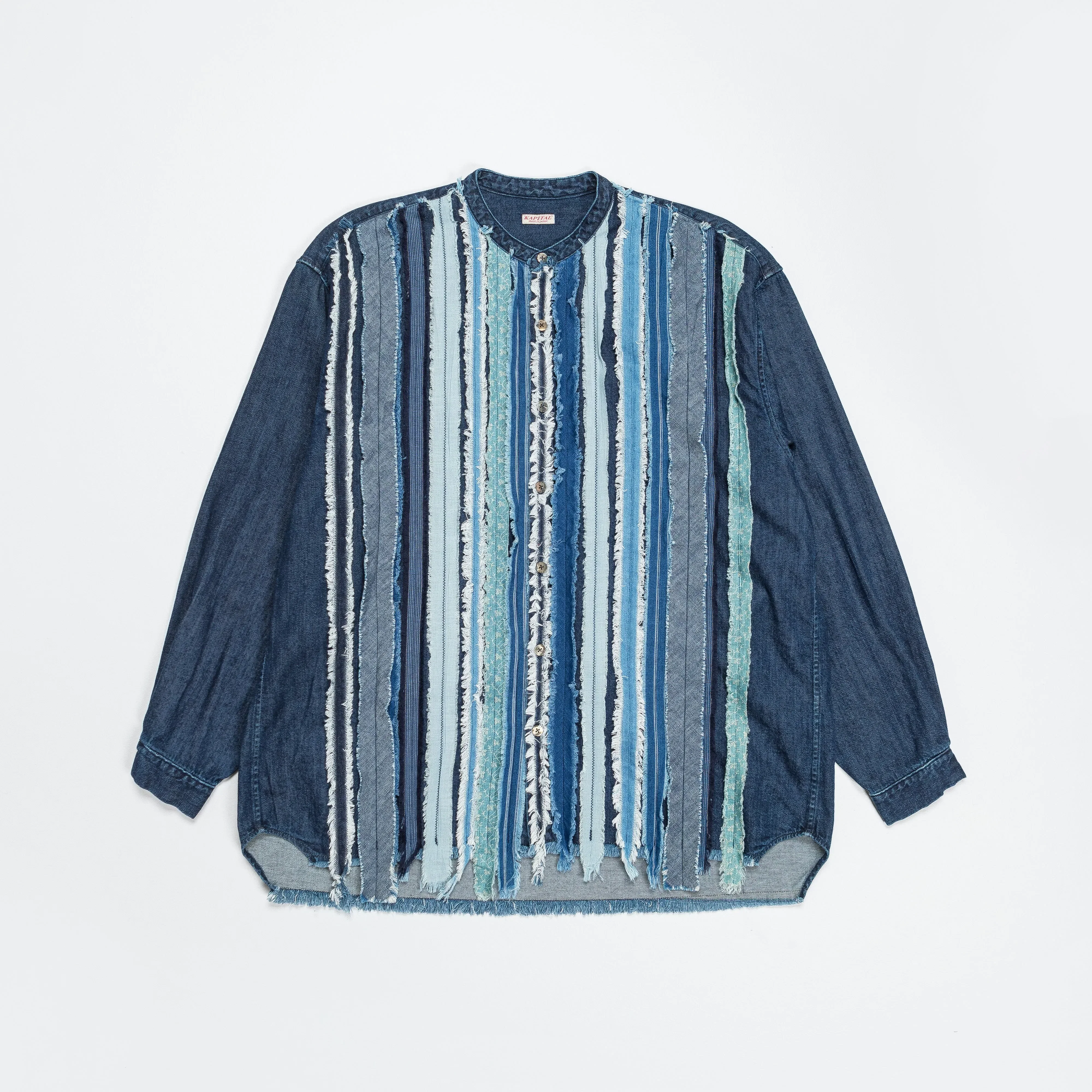 KAPITAL 8oz Denim HOBO Dress Band Collar Shirt - IDG