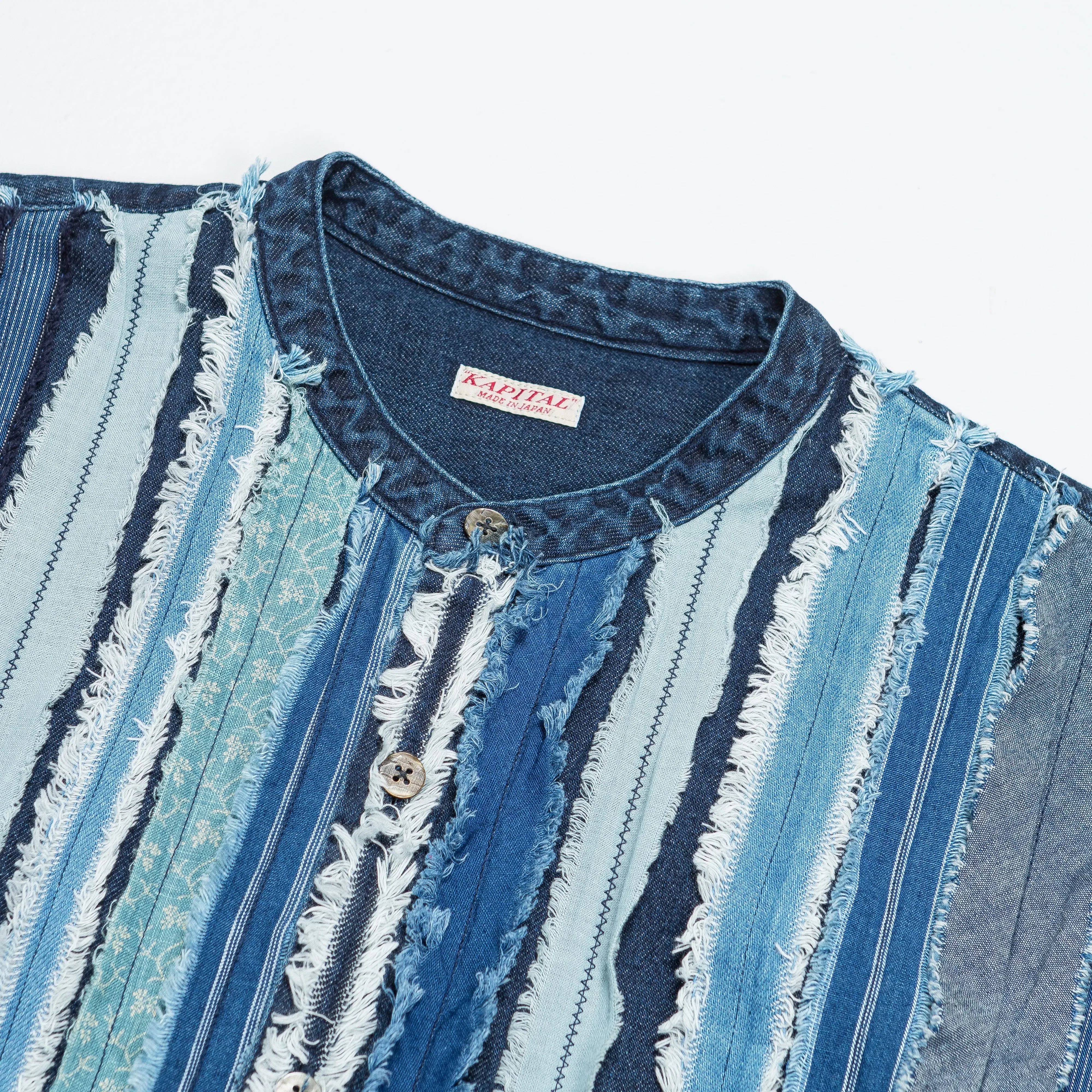 KAPITAL 8oz Denim HOBO Dress Band Collar Shirt - IDG