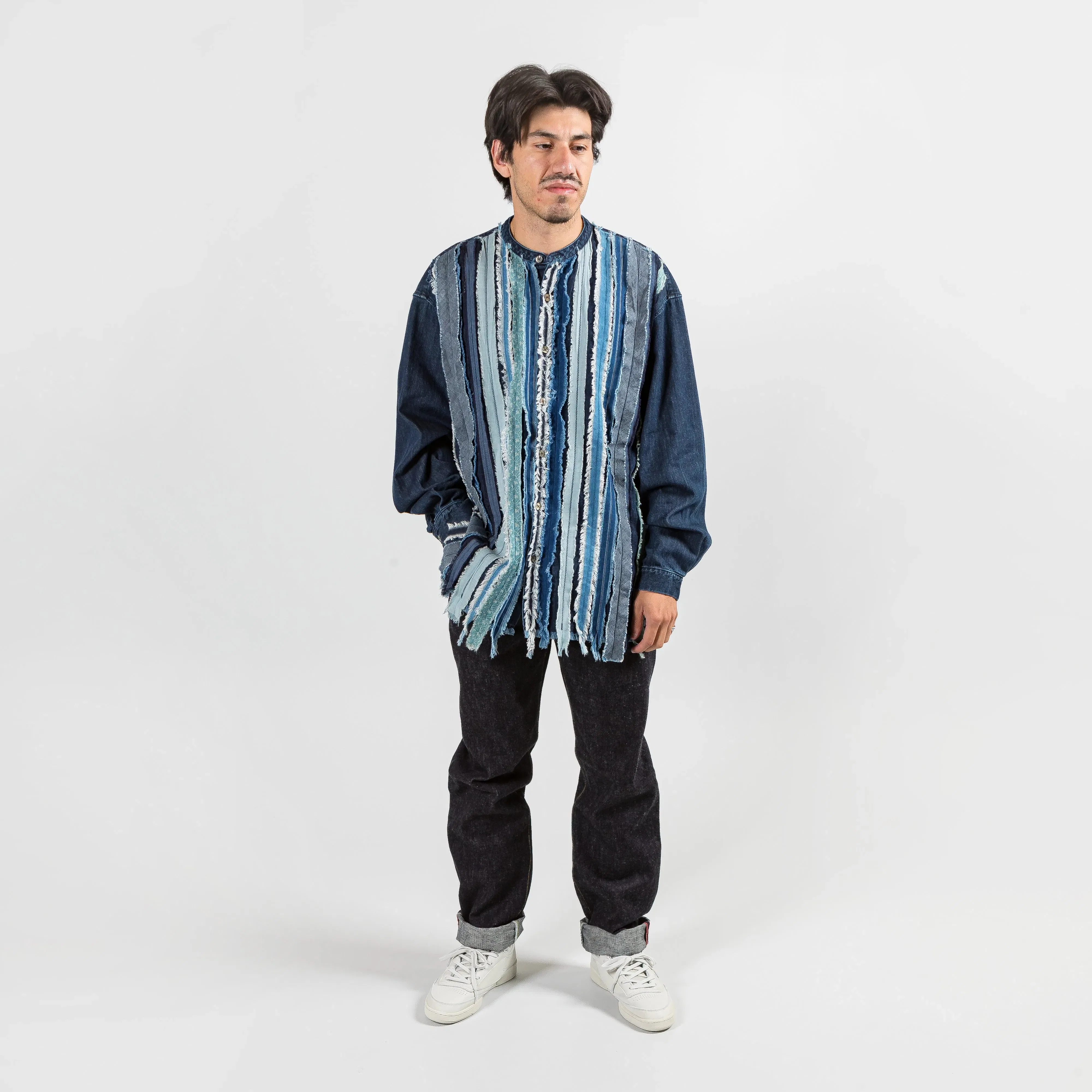 KAPITAL 8oz Denim HOBO Dress Band Collar Shirt - IDG