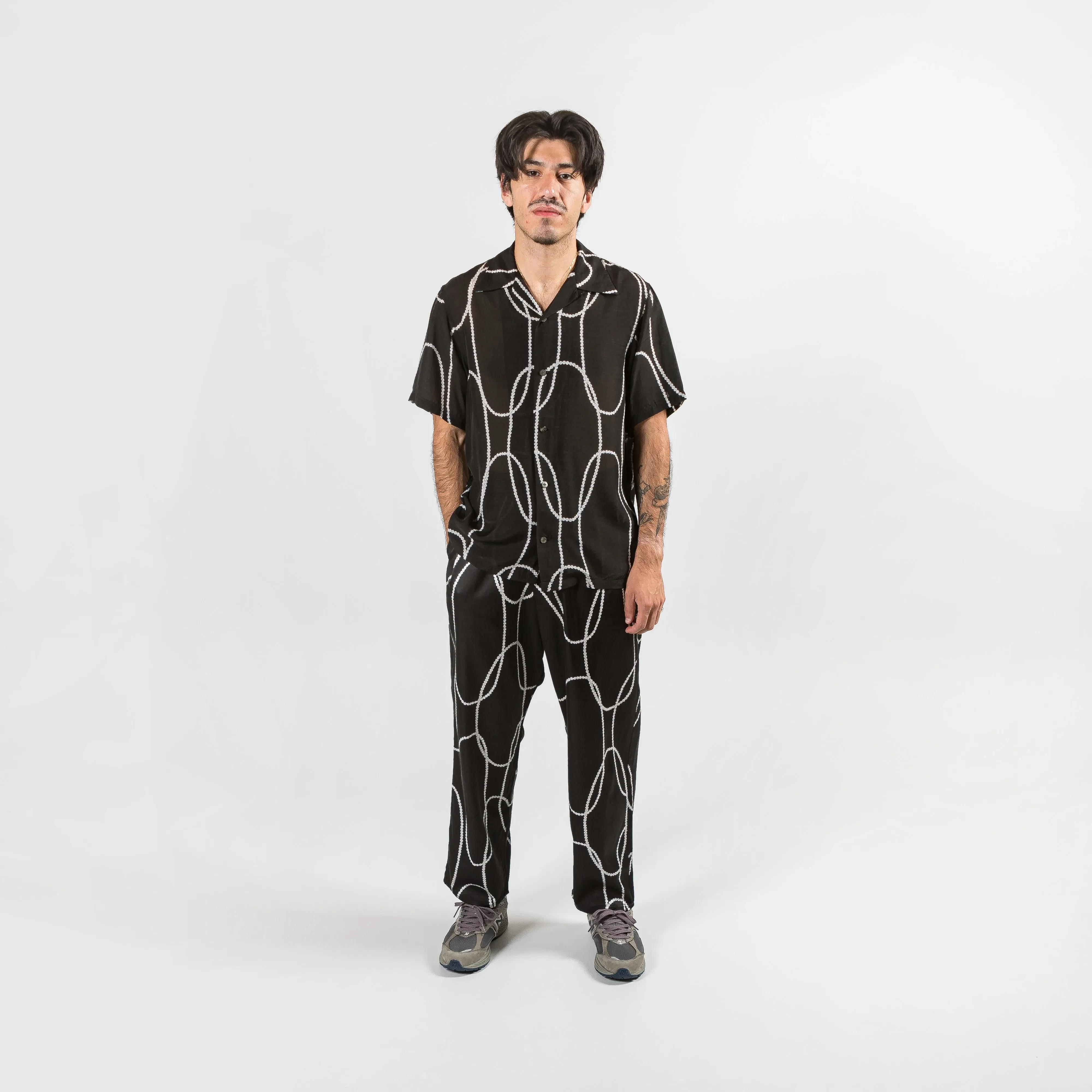 KAPITAL Cotton Rayon PEARL-KATABIRA EASY Pants - Black