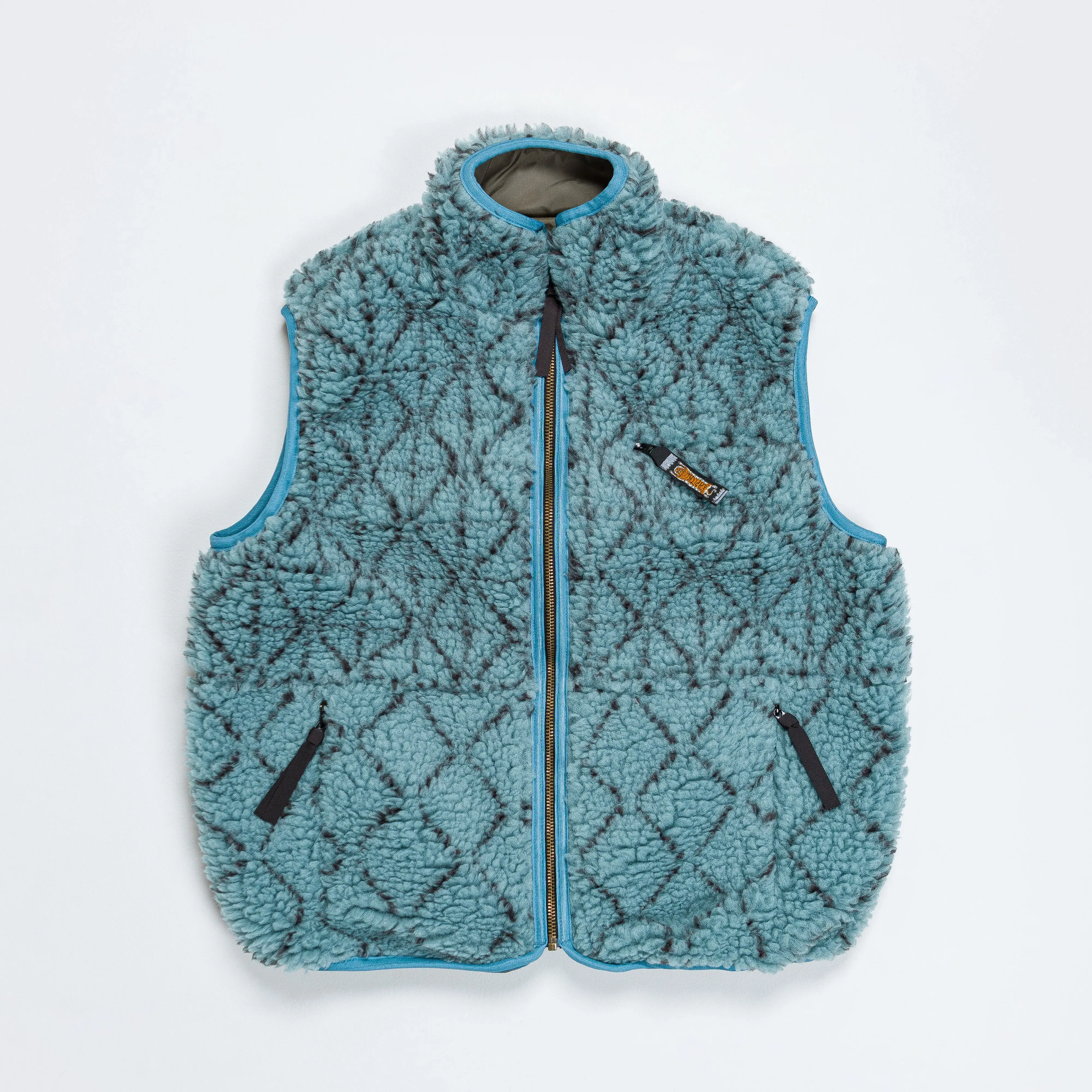KAPITAL DO-GI SASHIKO Boa Fleece Reversible Vest - Blue