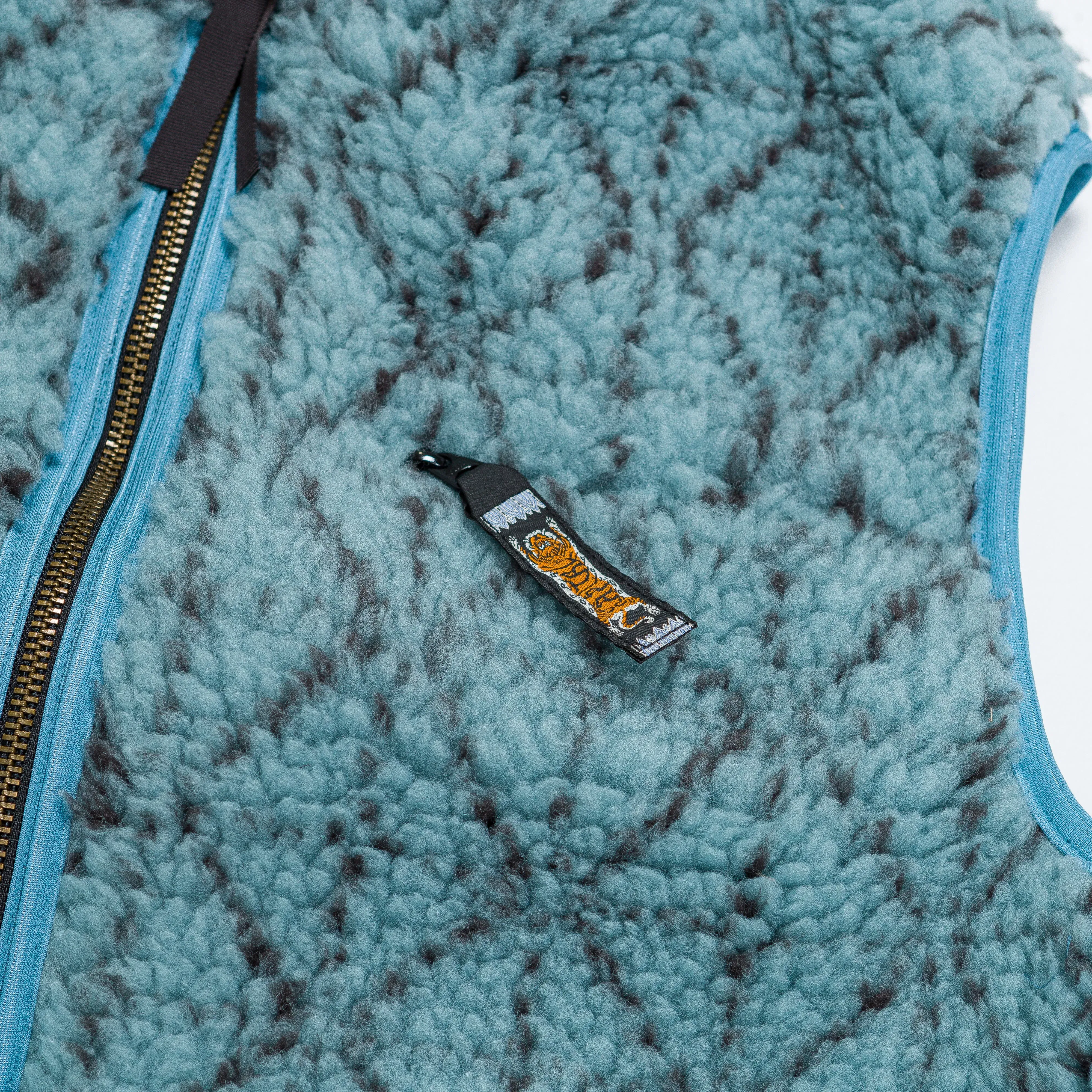 KAPITAL DO-GI SASHIKO Boa Fleece Reversible Vest - Blue