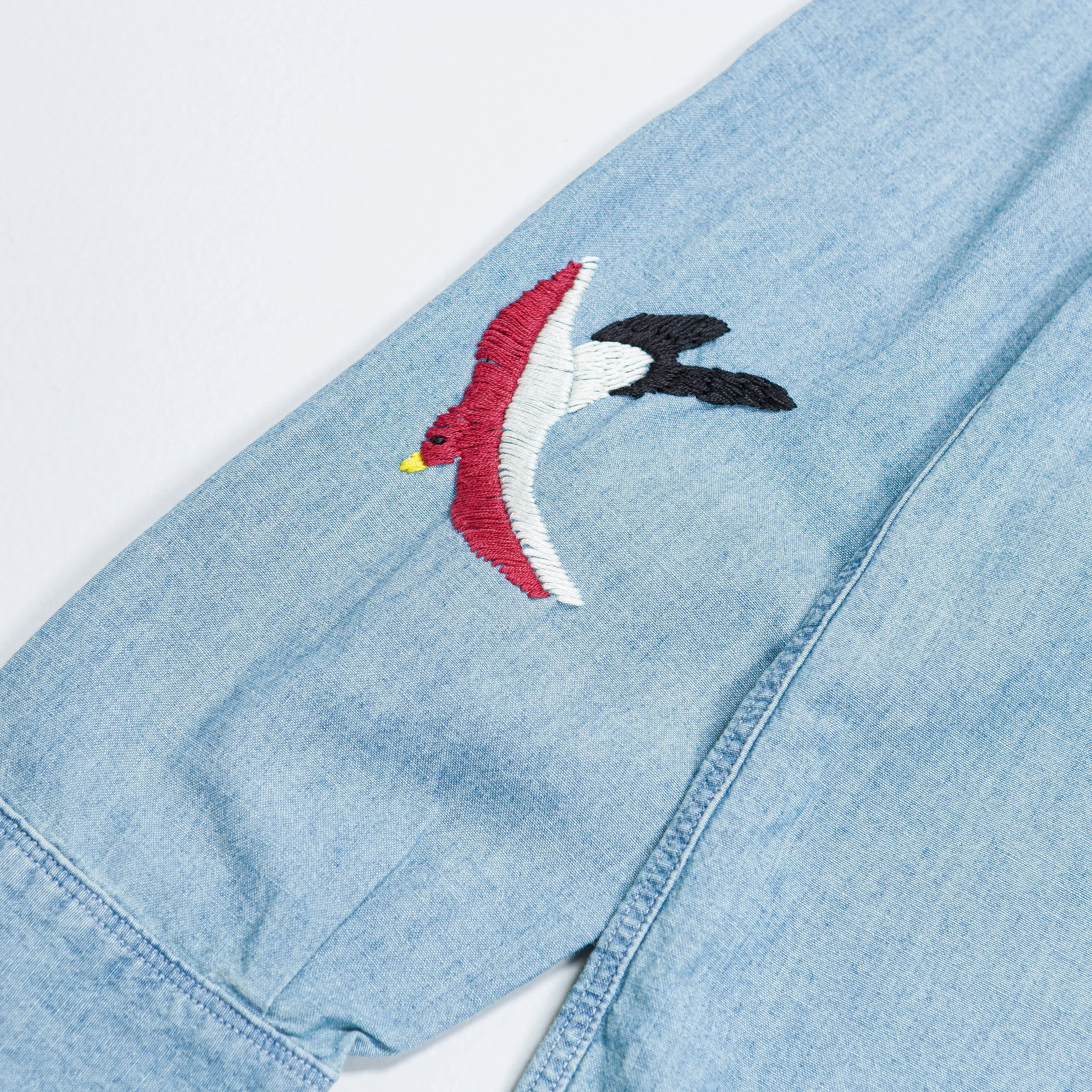 KAPITAL Chambray WORK Shirt (Swallow Embroidery) - Sax