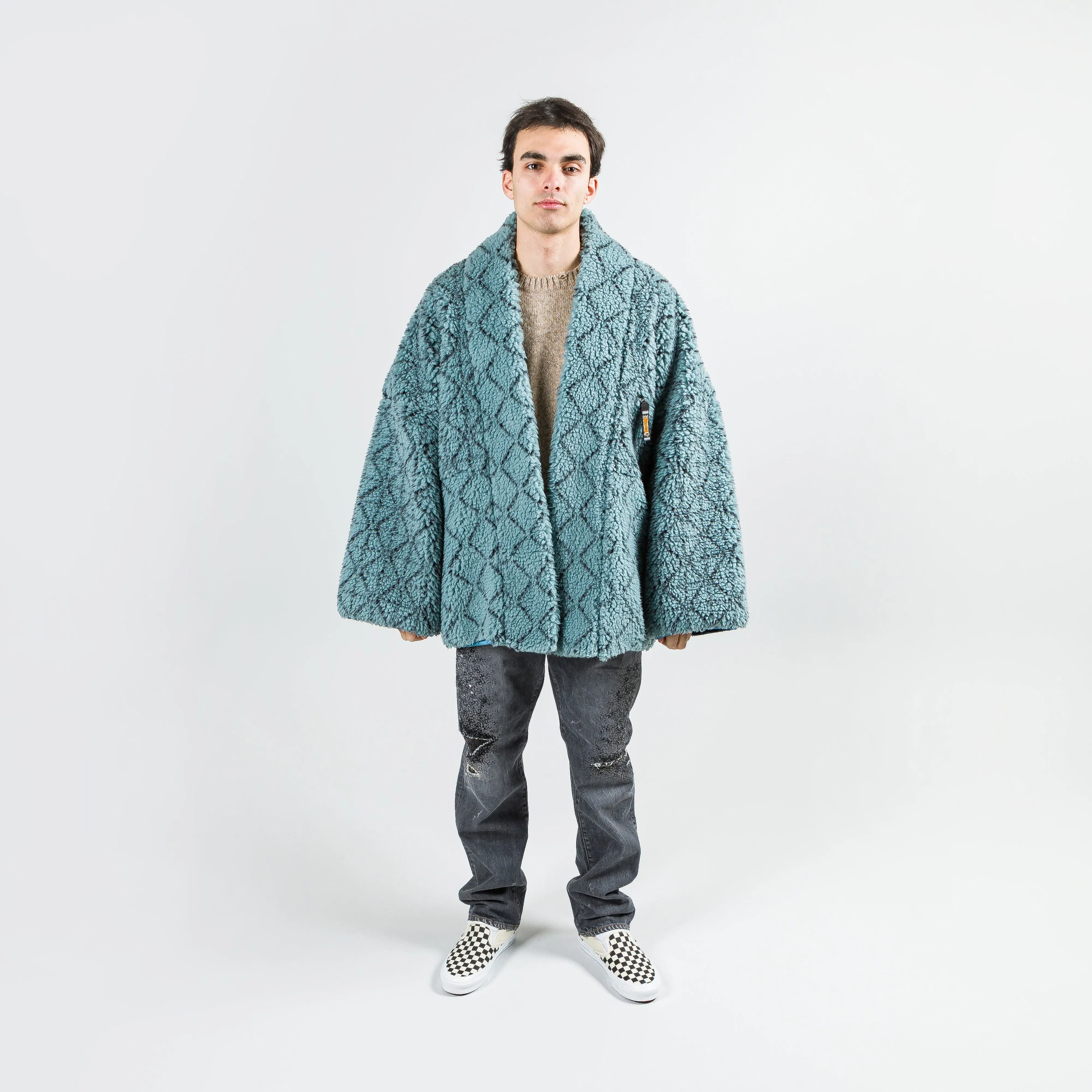 KAPITAL DO-GI SASHIKO Boa Fleece KESA JACKET - Blue