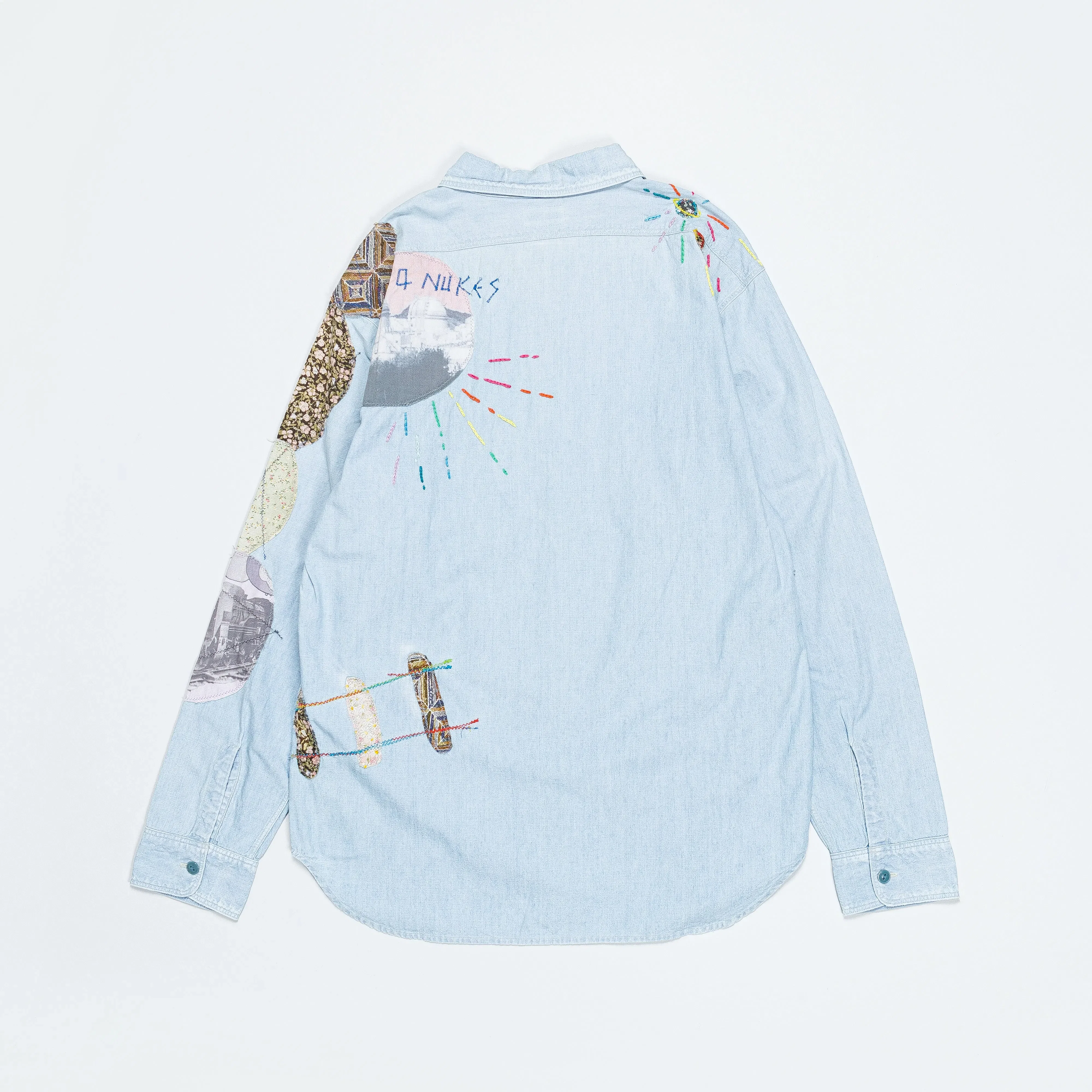 KAPITAL Chambray WORK Shirt (HIPPIE PATCH REMAKE) - Sax
