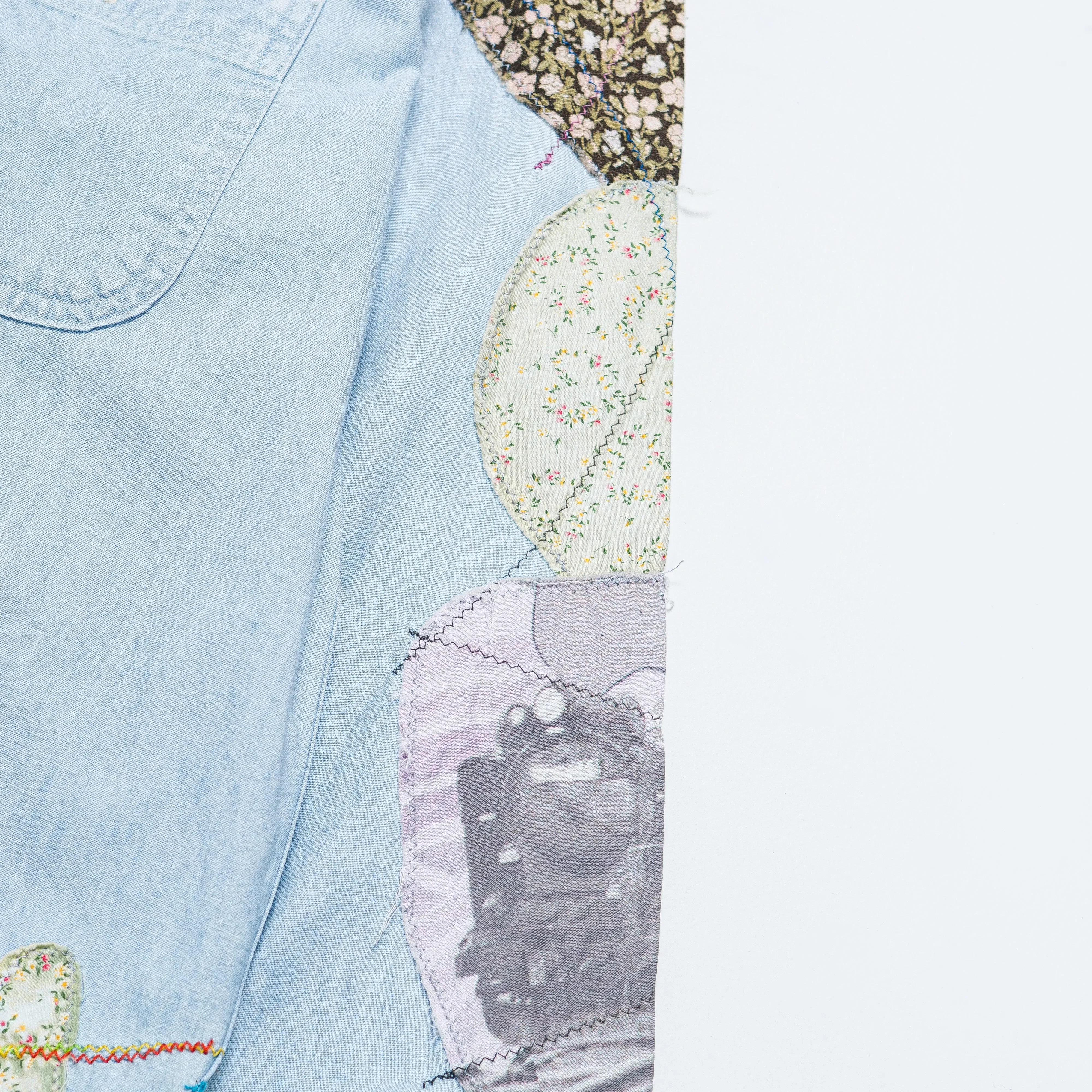 KAPITAL Chambray WORK Shirt (HIPPIE PATCH REMAKE) - Sax