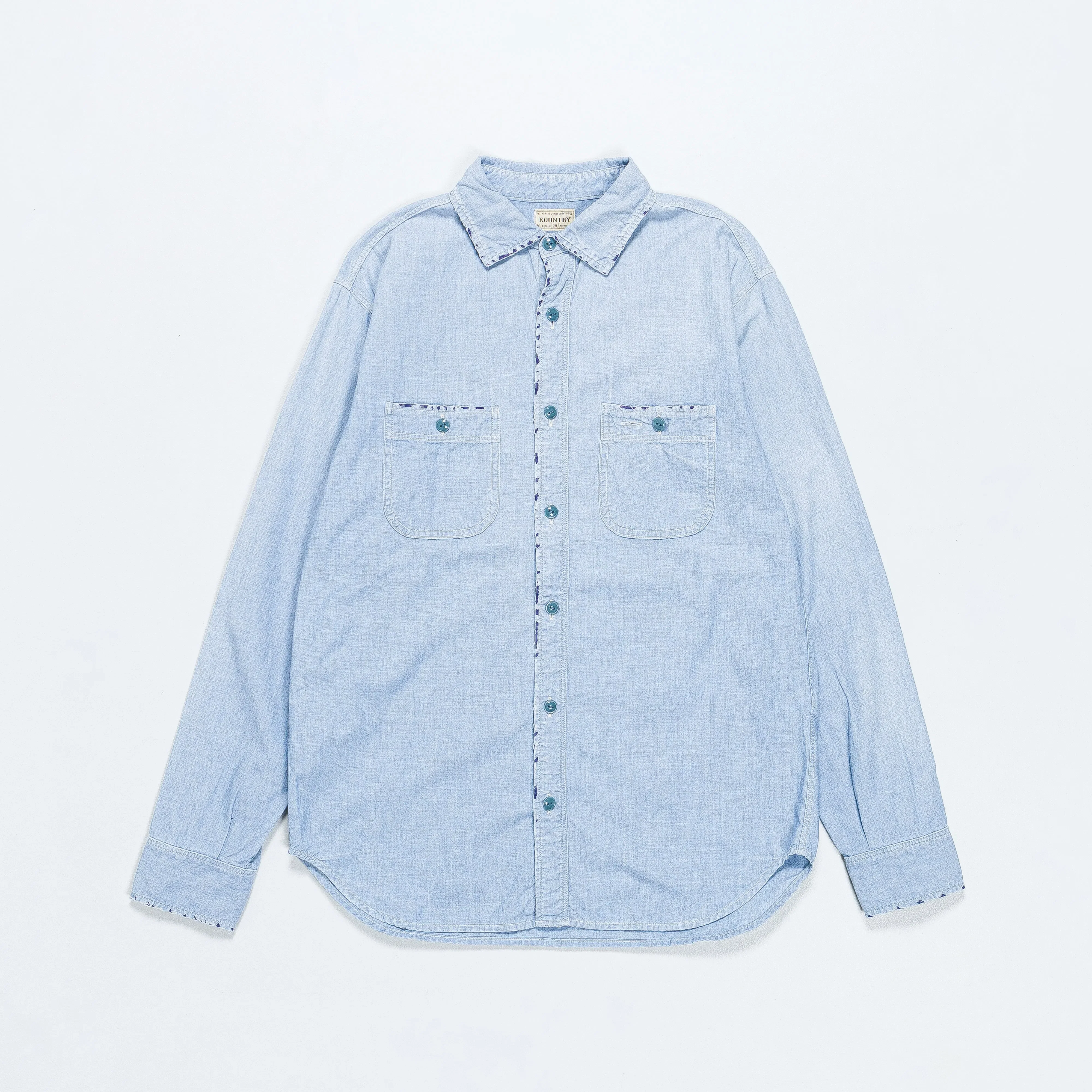 KAPITAL Chambray KOUNTRY Work Shirt (RAIN BANDANA Remake) - Sax