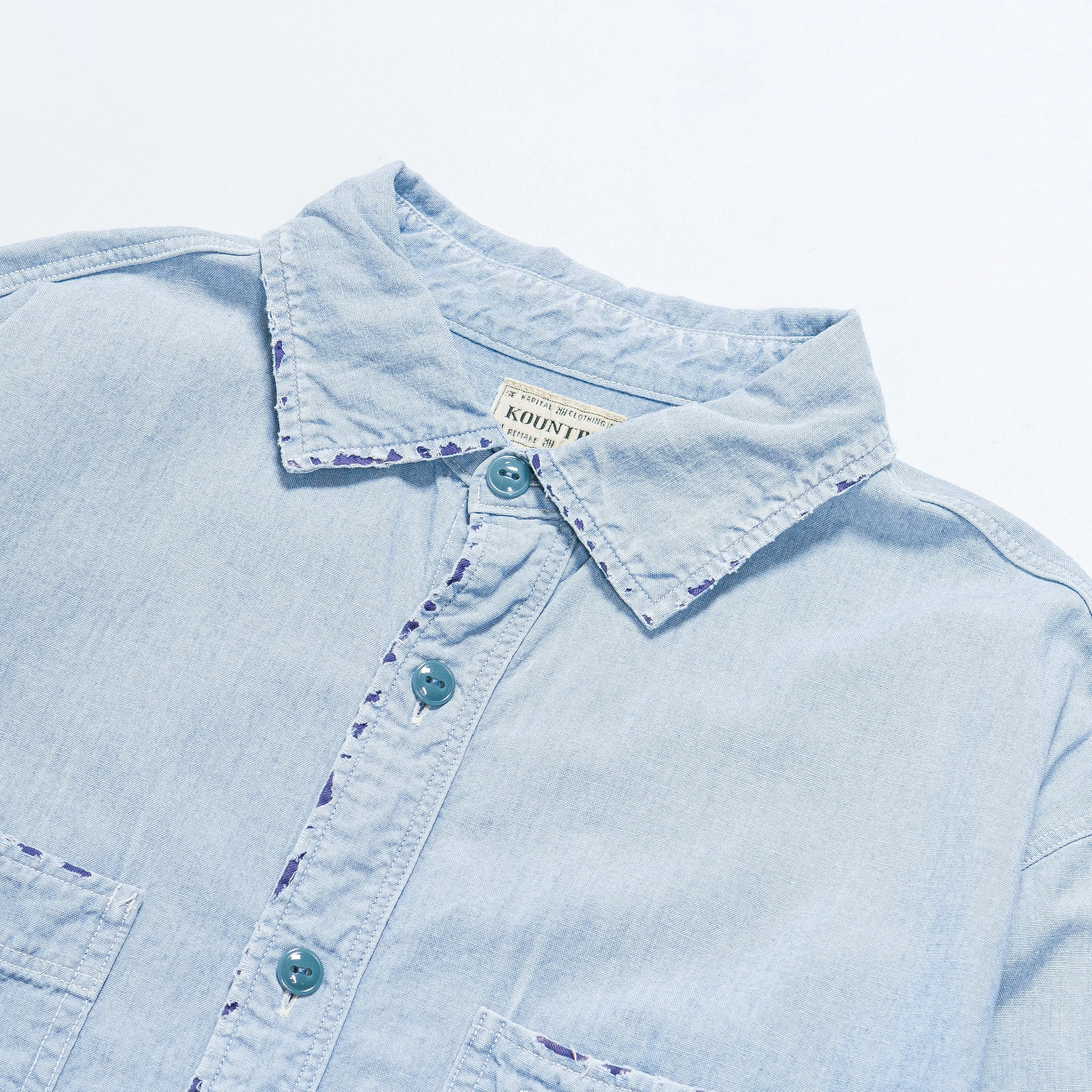 KAPITAL Chambray KOUNTRY Work Shirt (RAIN BANDANA Remake) - Sax